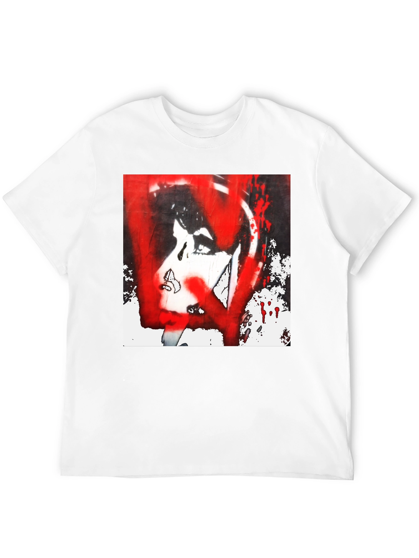 Graphic Tee: Red and White Abstract Print
