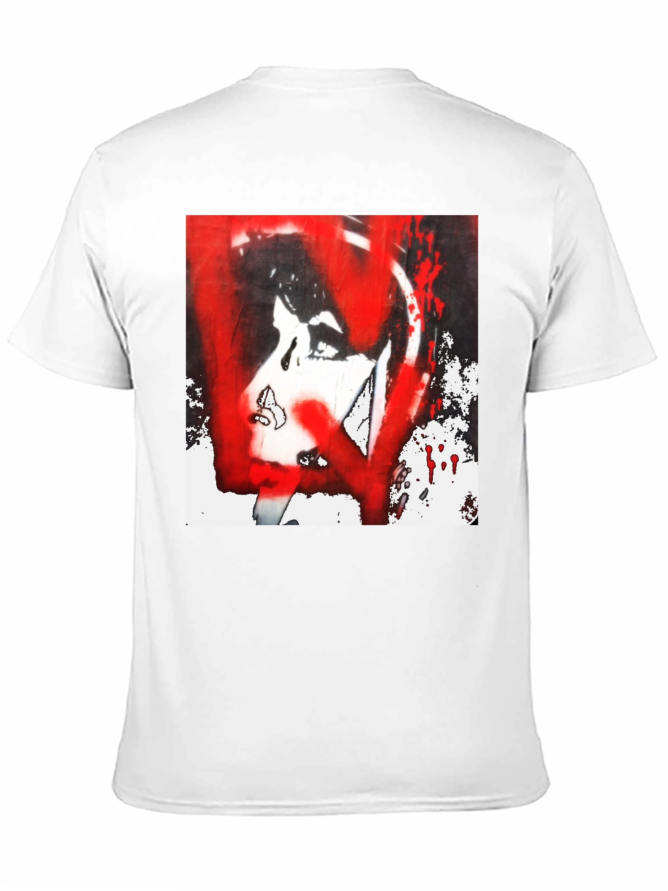 Graphic Tee: Red and White Abstract Print