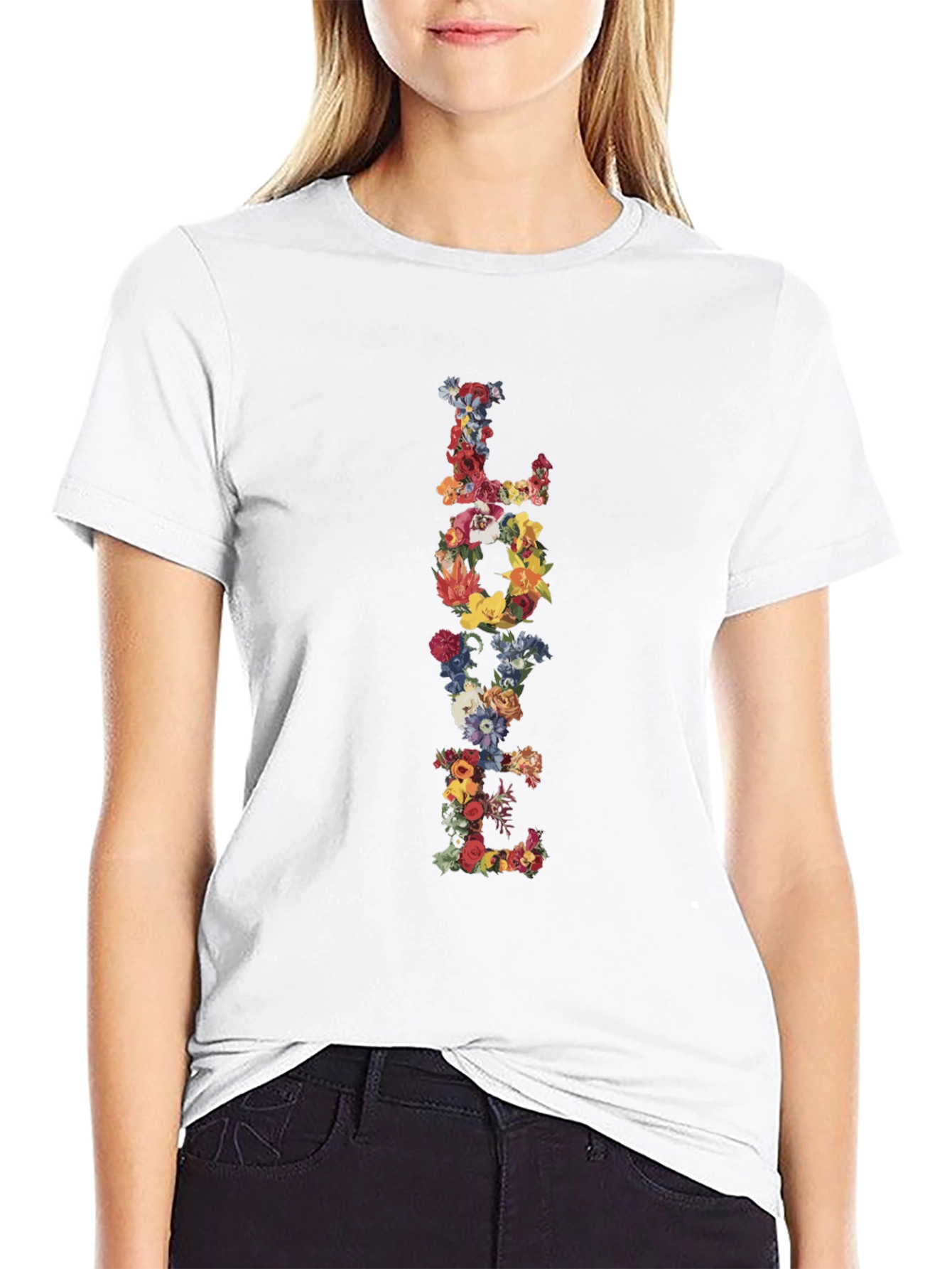 Floral LOVE Black T-Shirt Graphic Tee