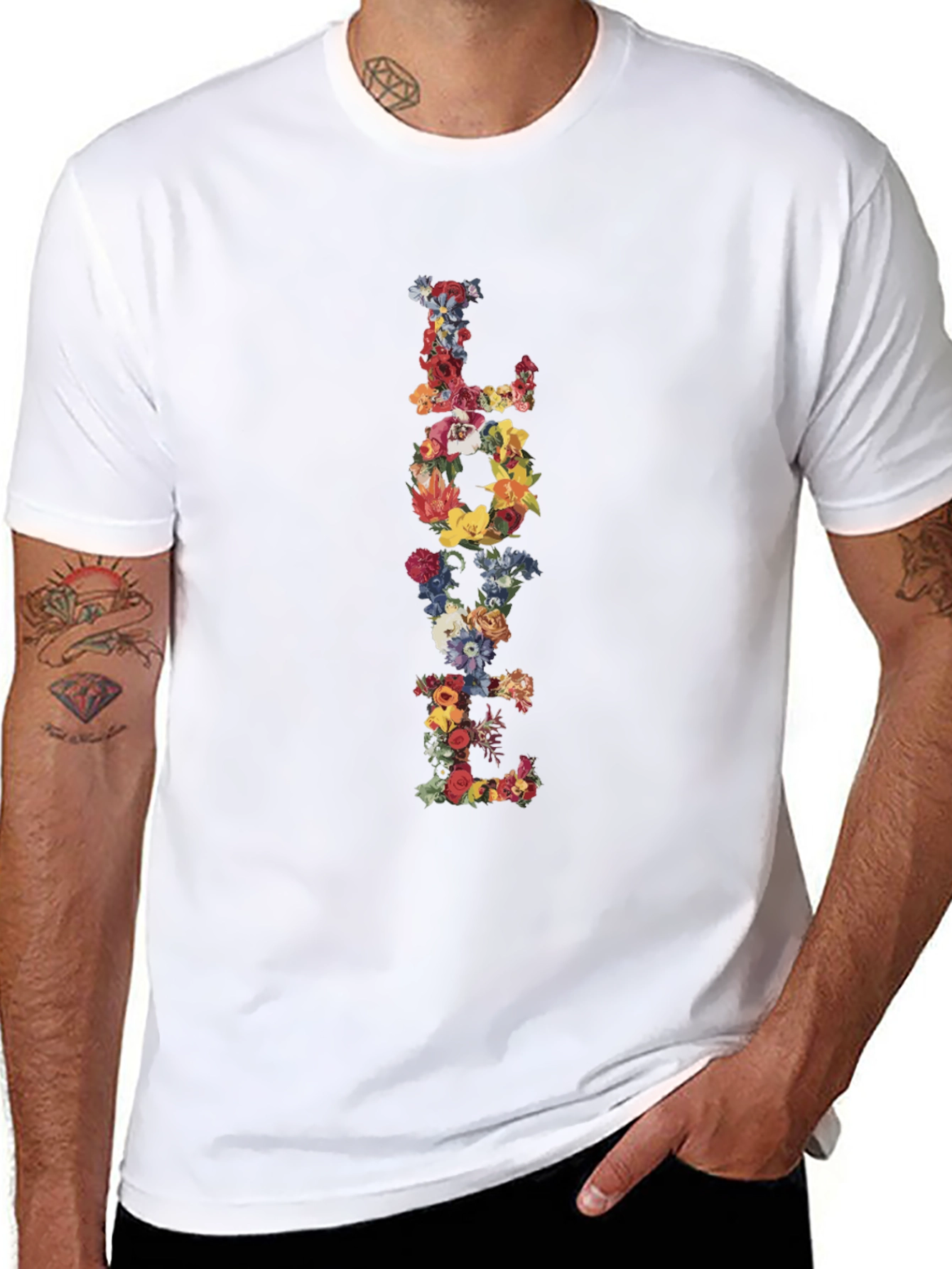 Floral LOVE Black T-Shirt Graphic Tee