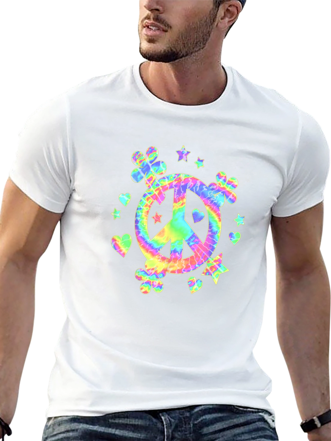 Retro Tie-Dye Peace Sign Graphic T-Shirt
