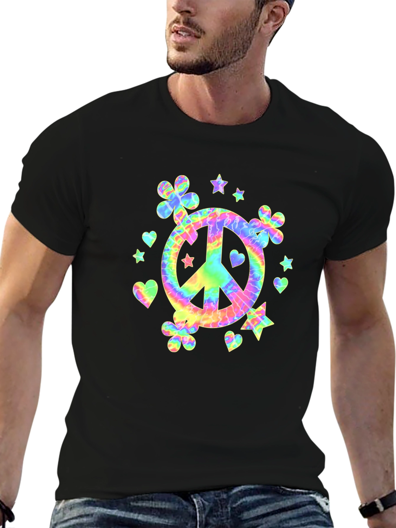 Retro Tie-Dye Peace Sign Graphic T-Shirt