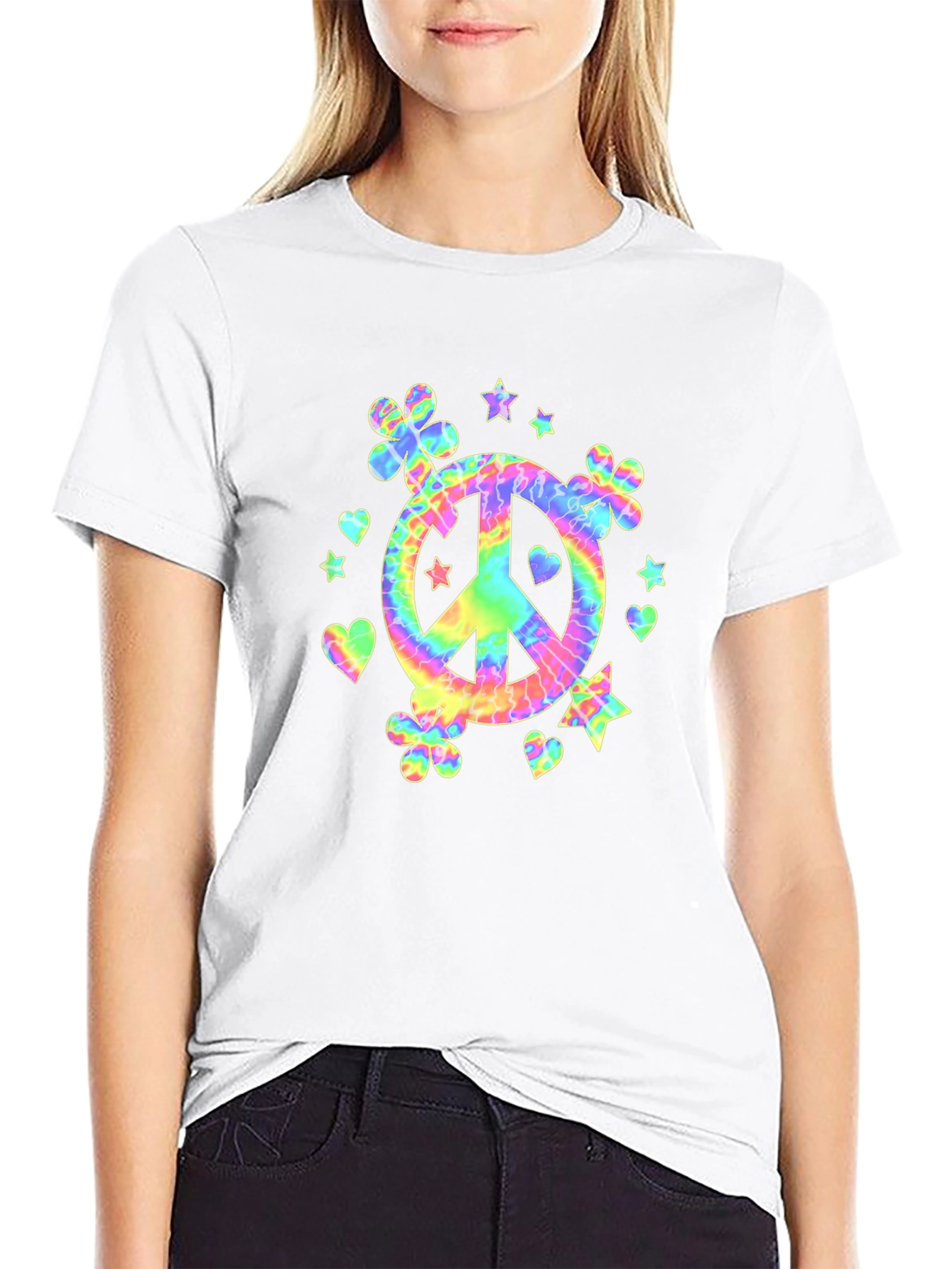 Retro Tie-Dye Peace Sign Graphic T-Shirt