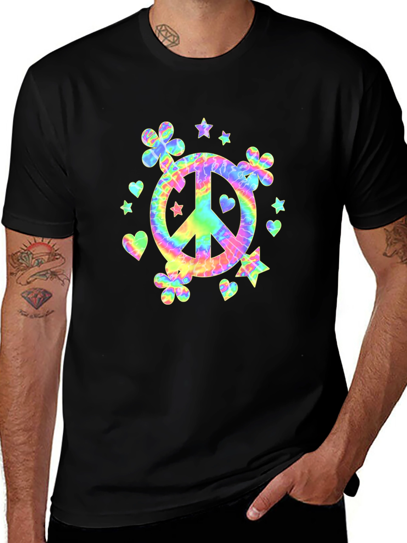 Retro Tie-Dye Peace Sign Graphic T-Shirt