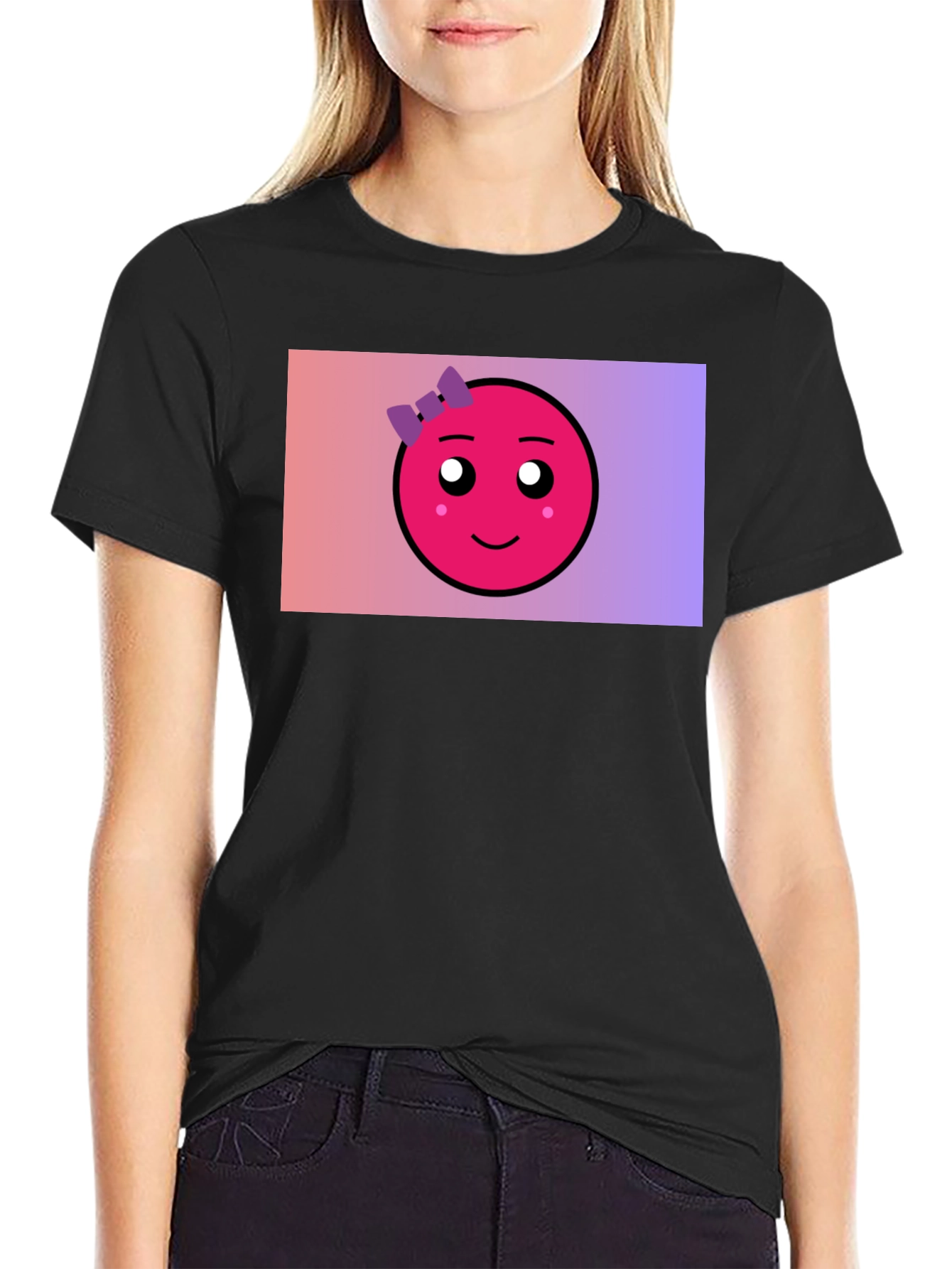 Cute Emoji Graphic Tee - Black