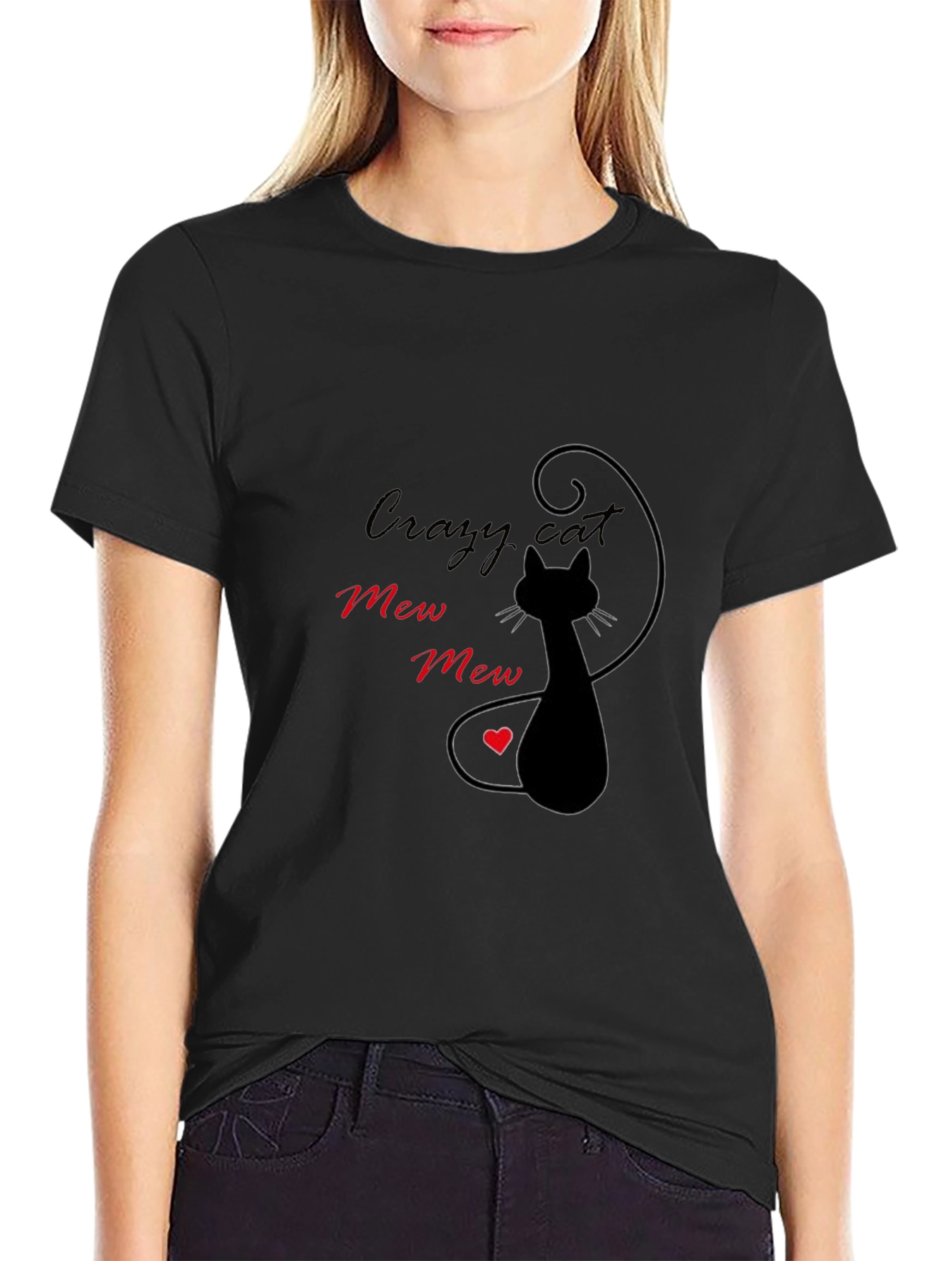 Crazy Cat Mew Mew Graphic T-Shirt
