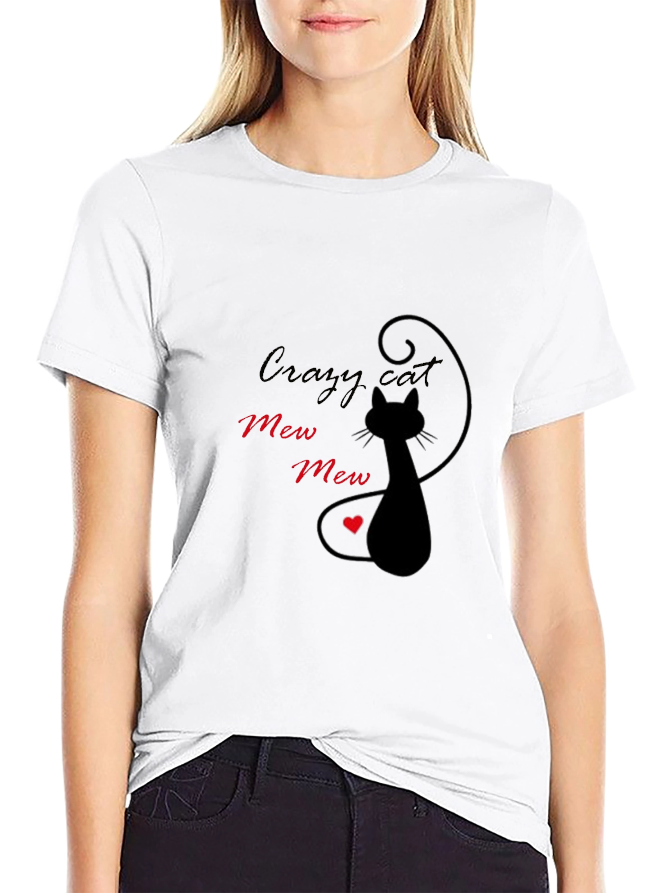 Crazy Cat Mew Mew Graphic T-Shirt