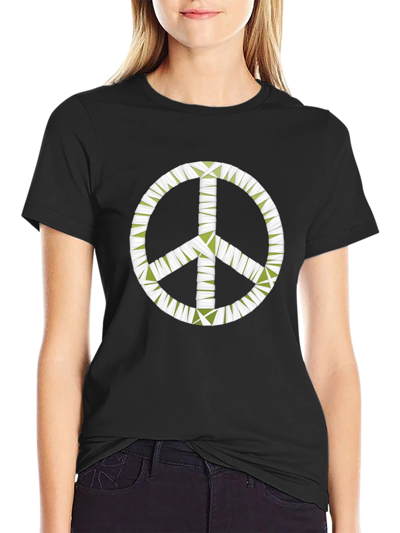 Peace Sign Graphic Black T-Shirt - Mens