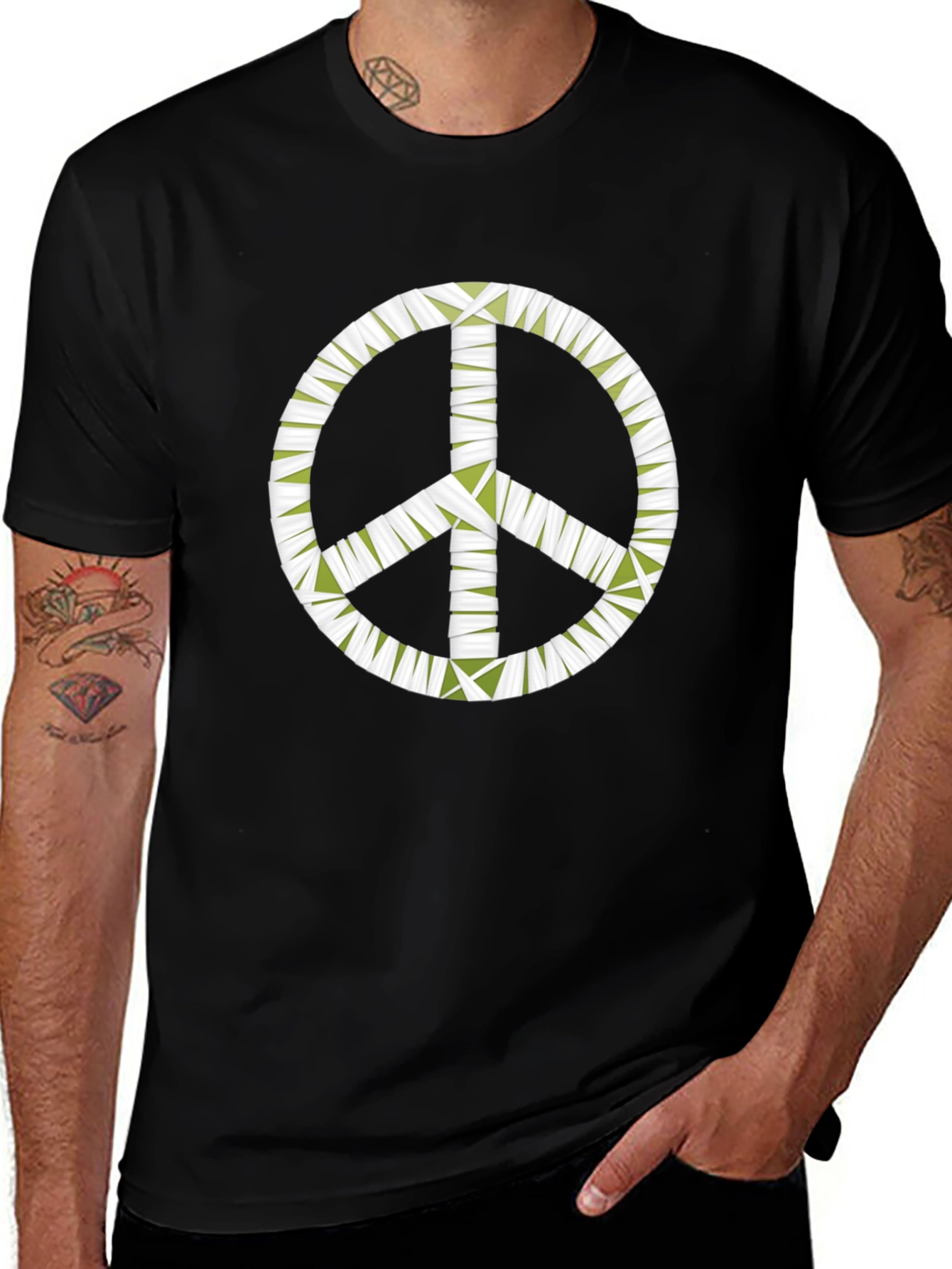 Peace Sign Graphic Black T-Shirt - Mens
