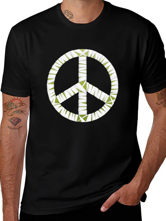 Peace Sign Graphic Black T-Shirt - Mens