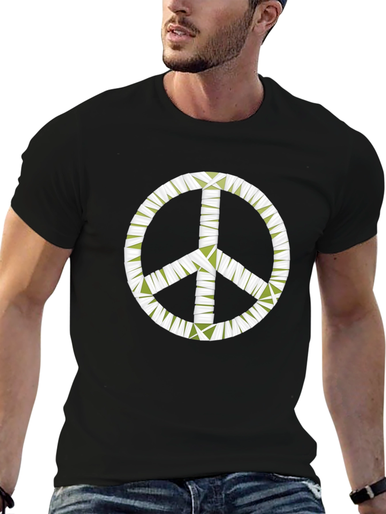 Peace Sign Graphic Black T-Shirt - Mens
