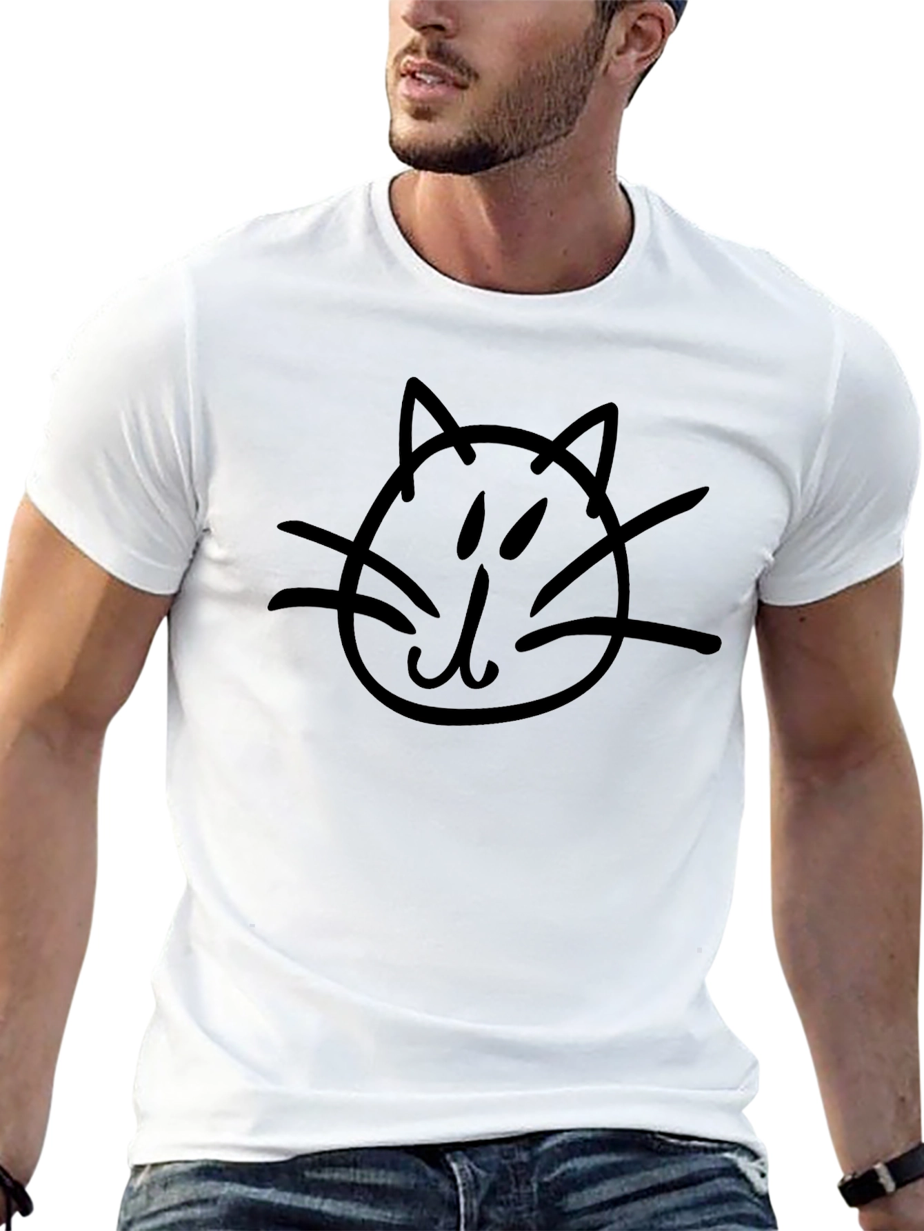 Cat Doodle Black T-Shirt - Casual Style