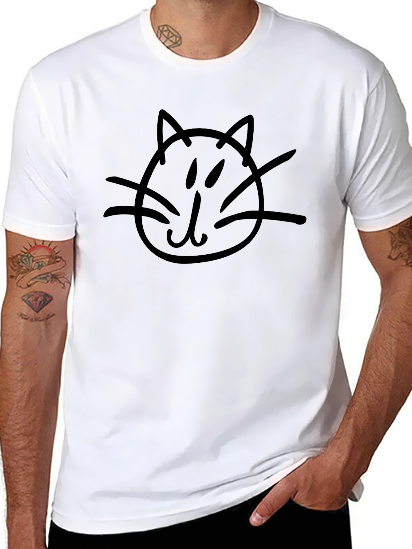 Cat Doodle Black T-Shirt - Casual Style