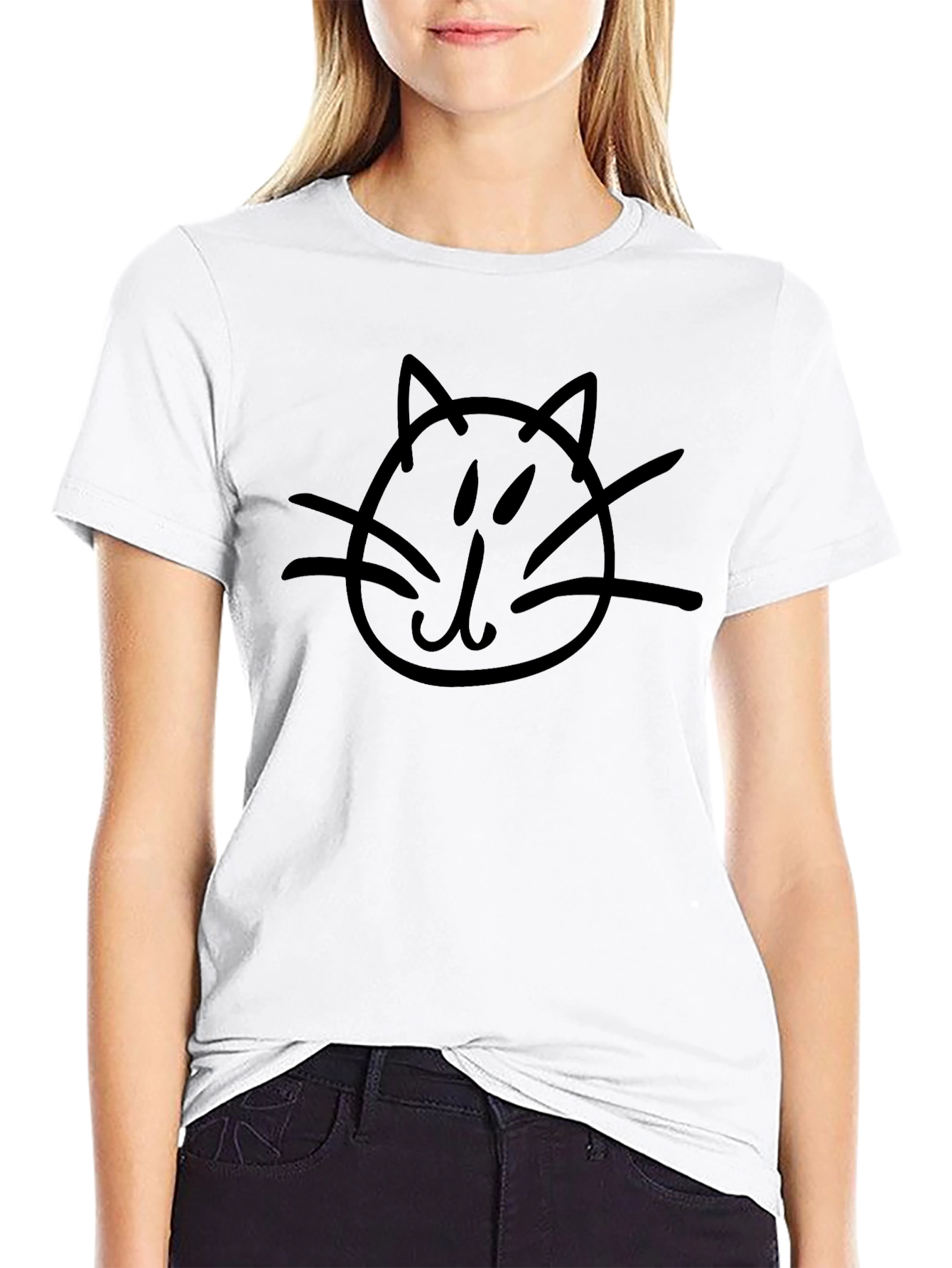 Cat Doodle Black T-Shirt - Casual Style