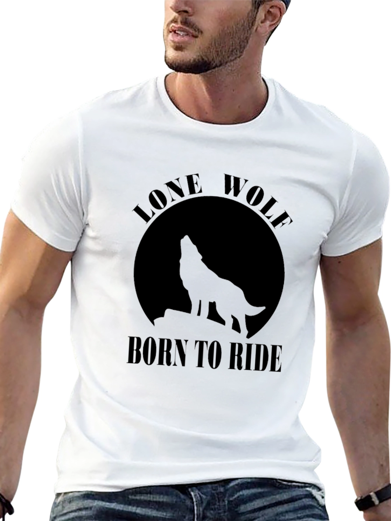 Lone Wolf Born To Ride Black T-Shirt