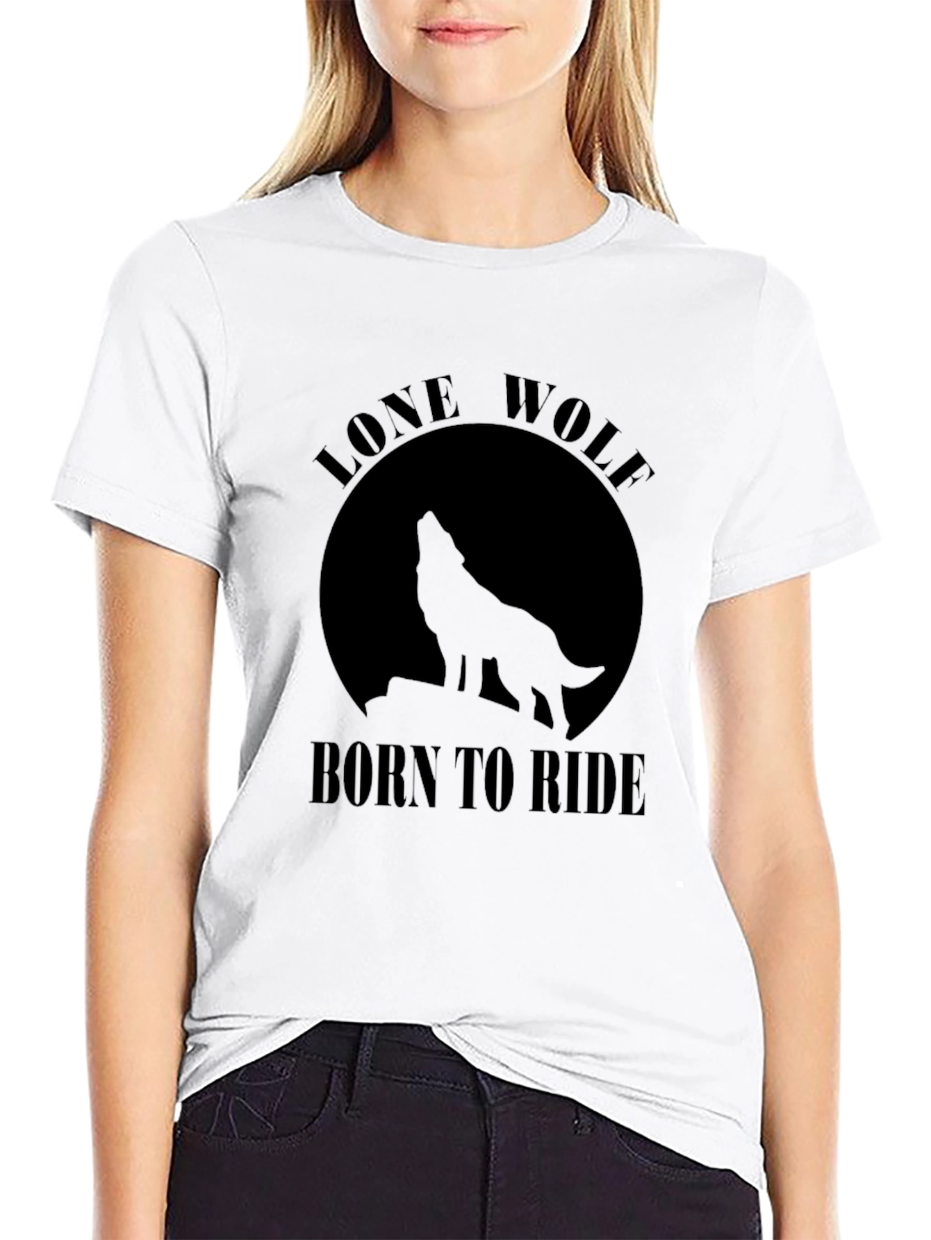 Lone Wolf Born To Ride Black T-Shirt
