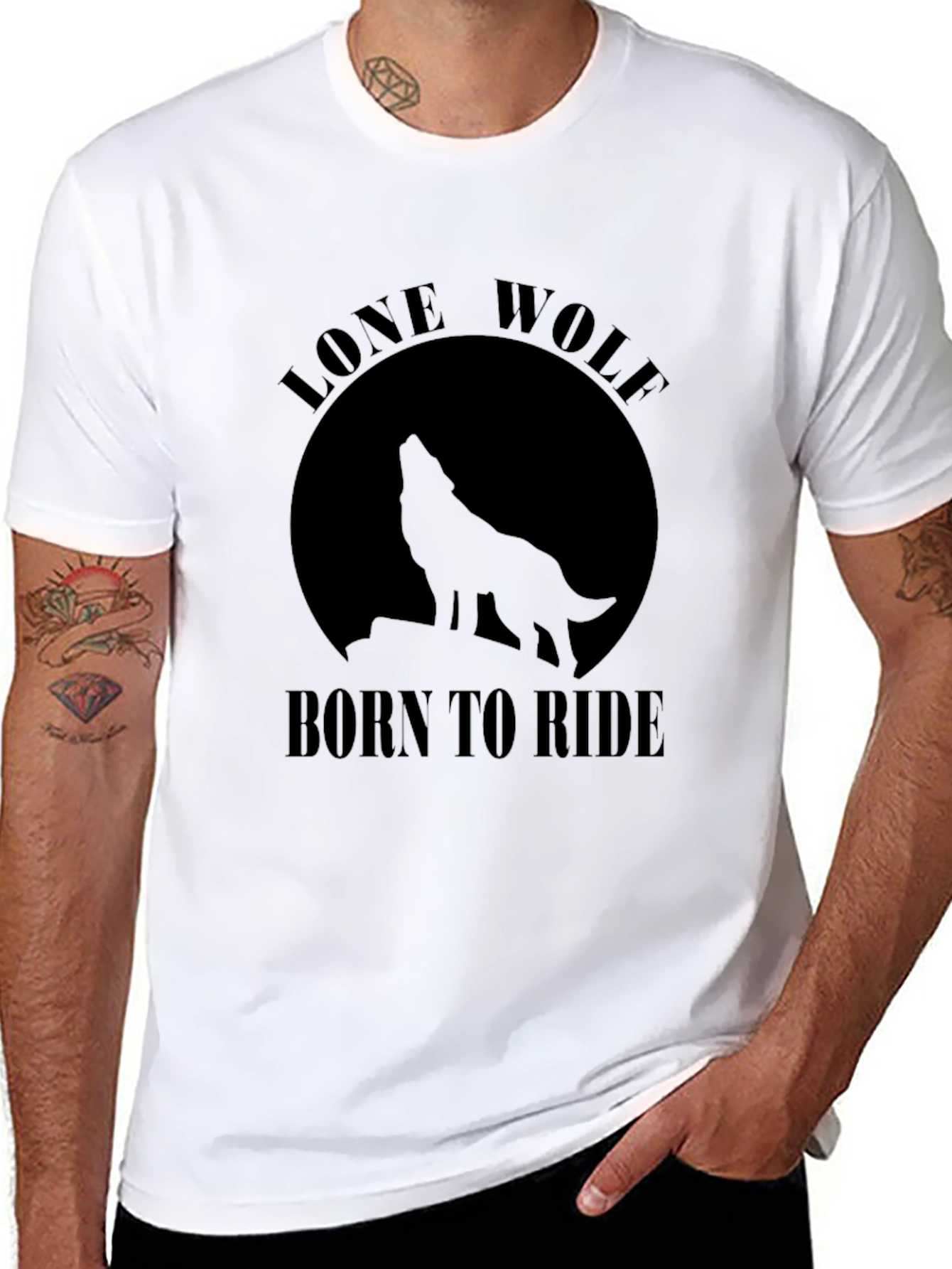 Lone Wolf Born To Ride Black T-Shirt