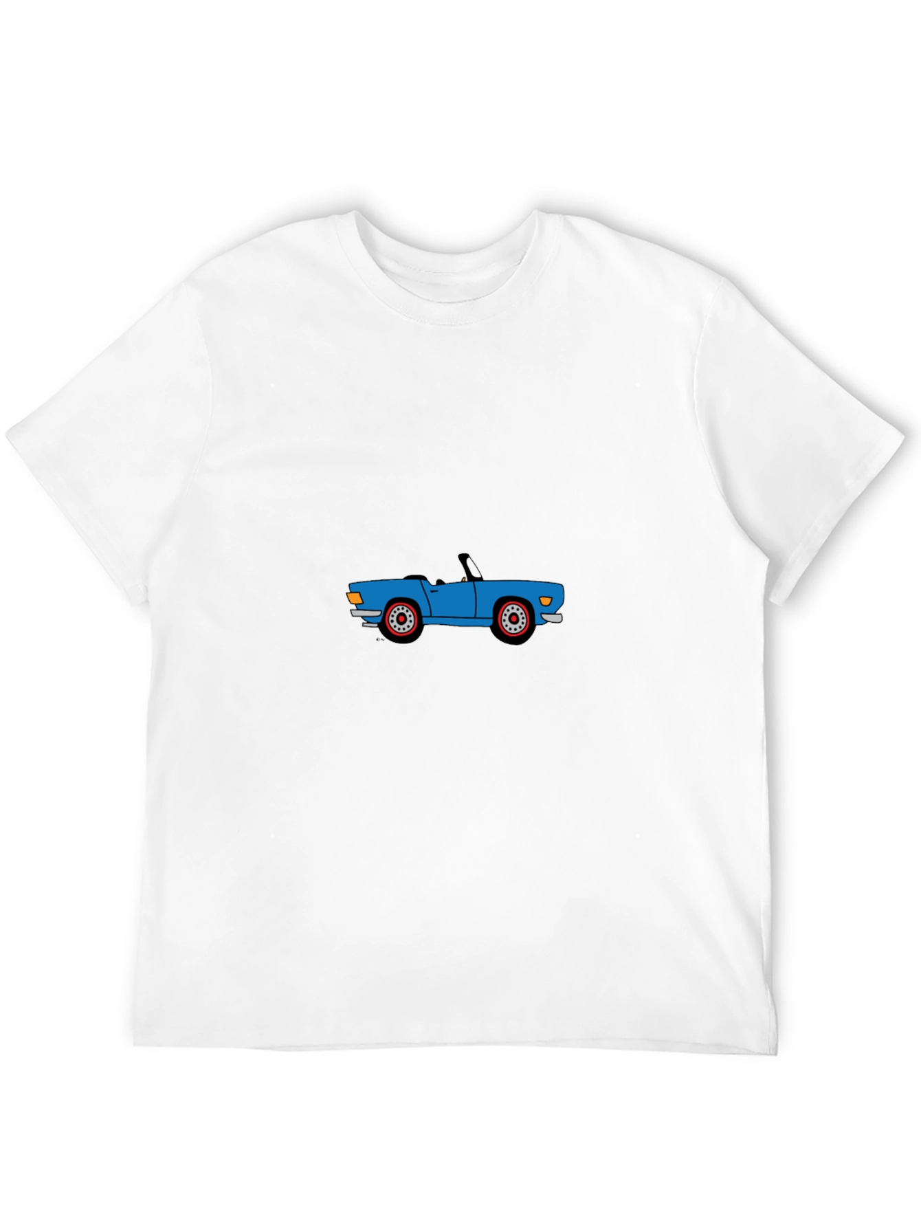 Blue Cartoon Car Graphic Black T-Shirt
