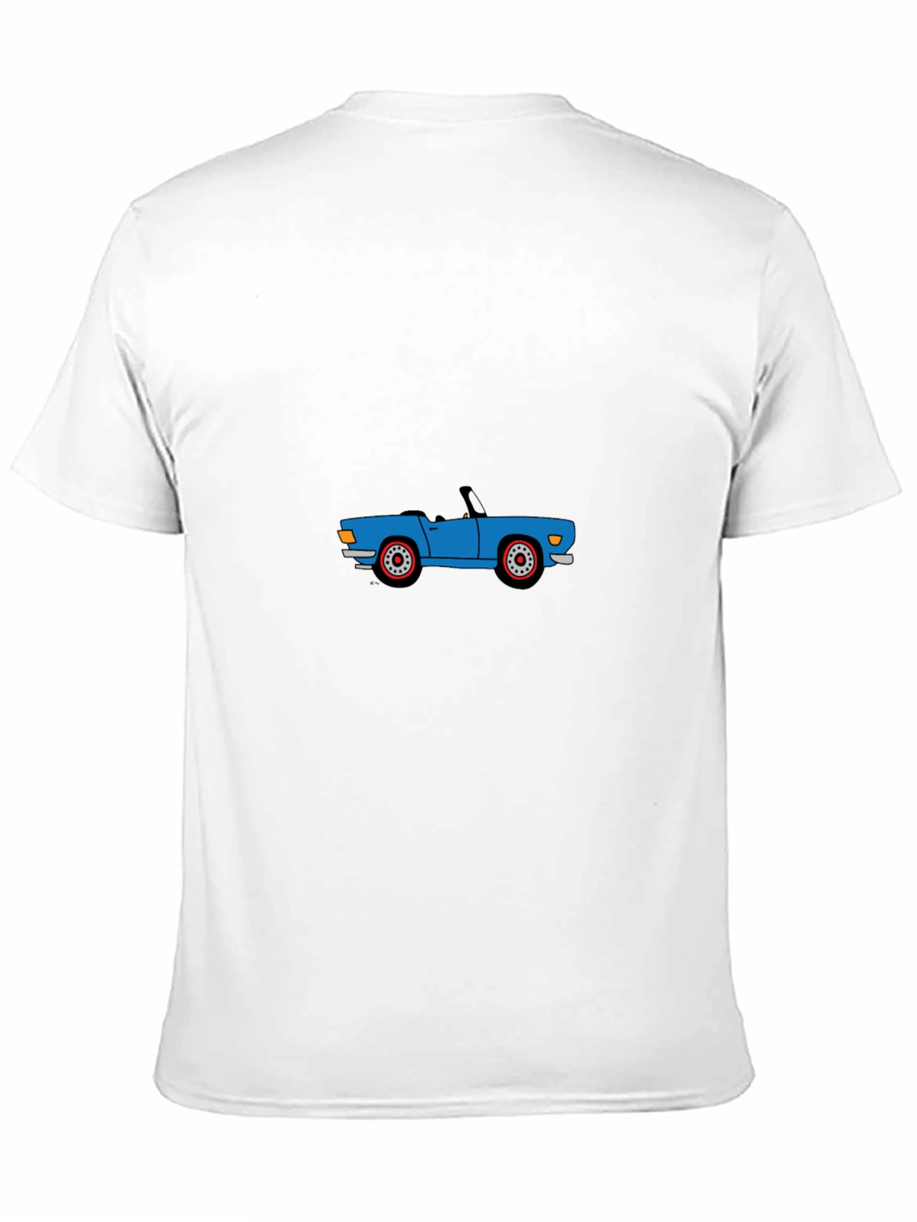Blue Cartoon Car Graphic Black T-Shirt