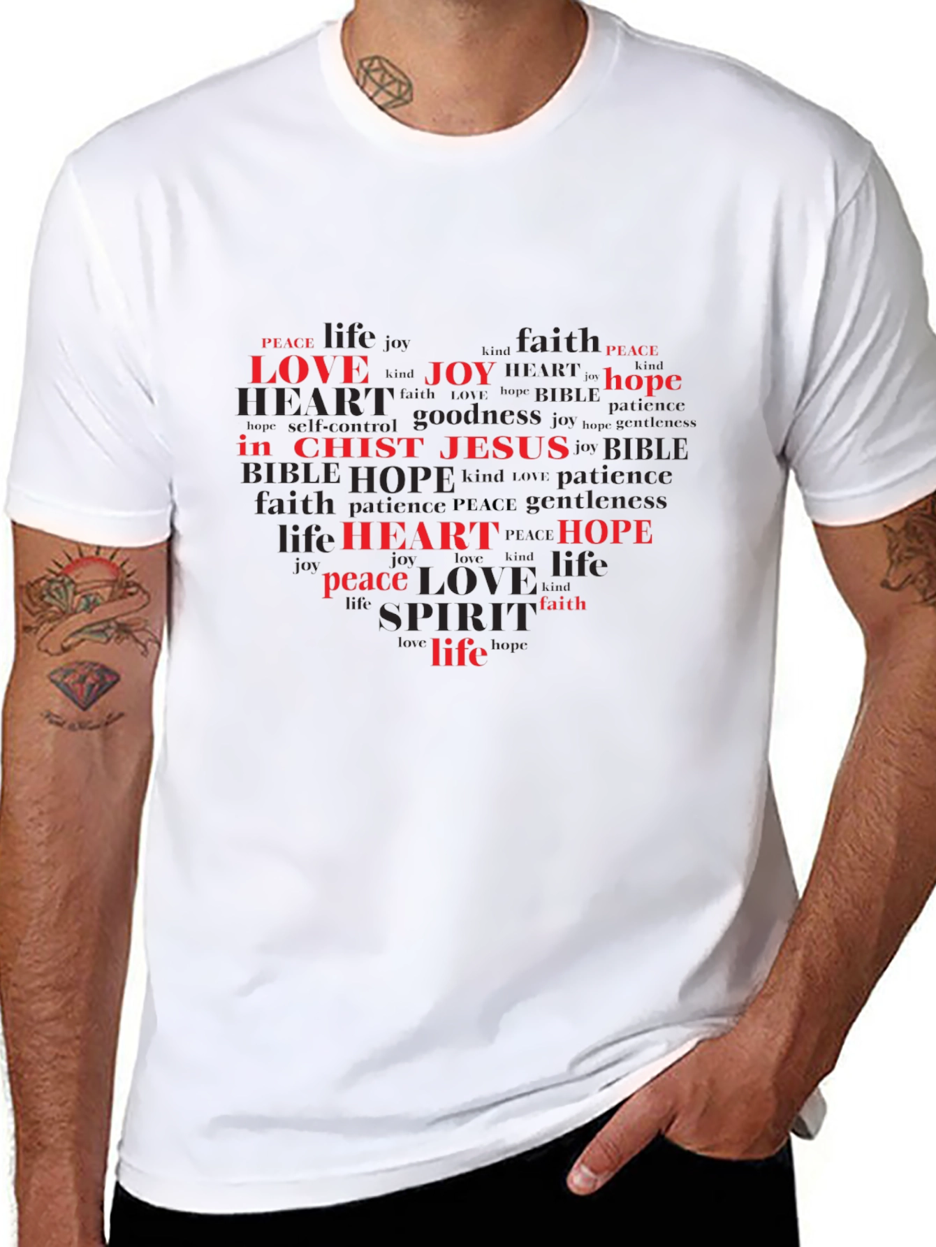 Faith-Based Heart Word Art T-Shirt