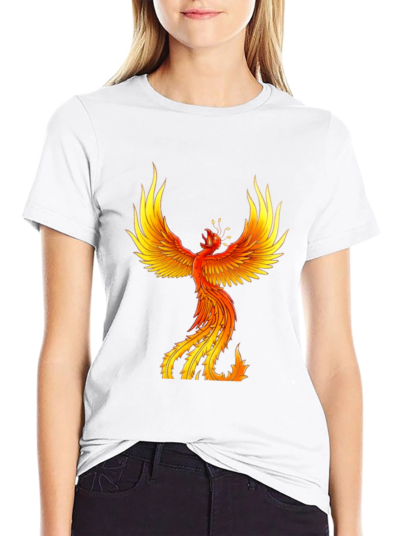 Fiery Phoenix Graphic Tee - Bold Black