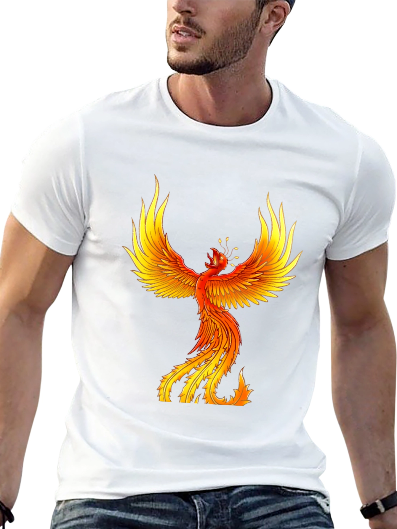 Fiery Phoenix Graphic Tee - Bold Black
