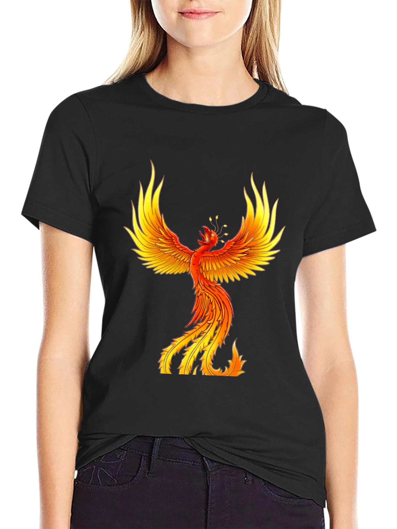 Fiery Phoenix Graphic Tee - Bold Black