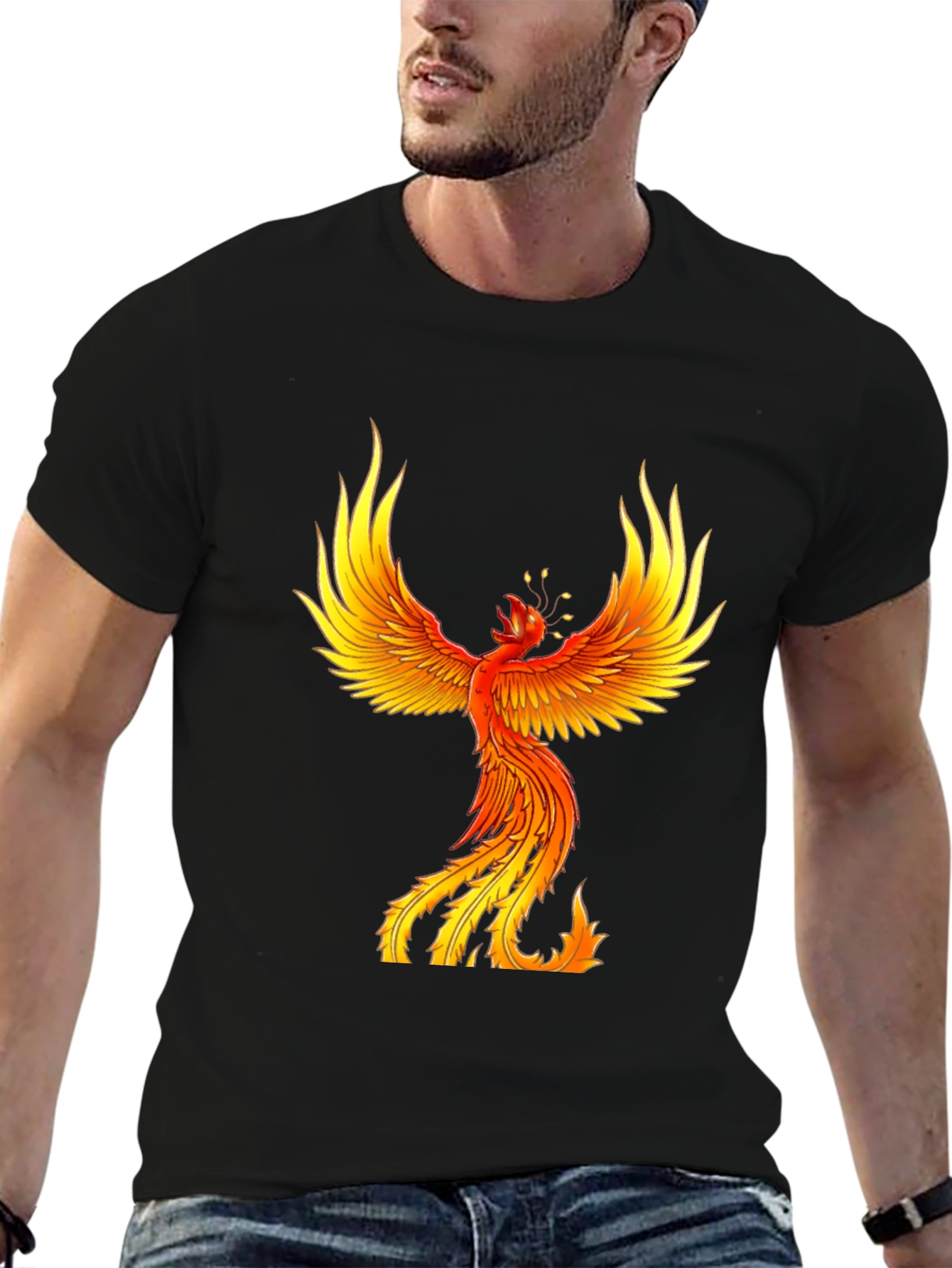 Fiery Phoenix Graphic Tee - Bold Black