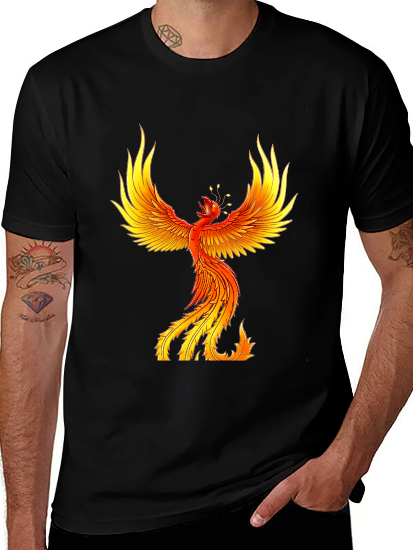 Fiery Phoenix Graphic Tee - Bold Black
