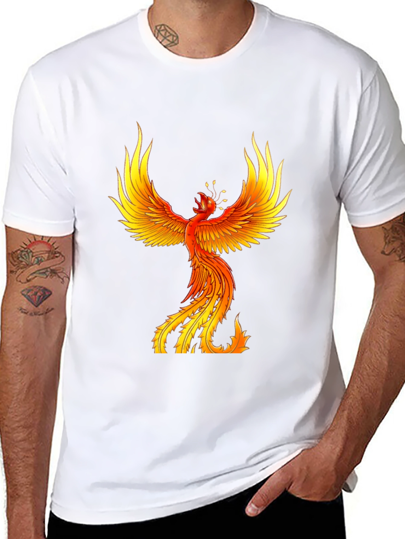 Fiery Phoenix Graphic Tee - Bold Black