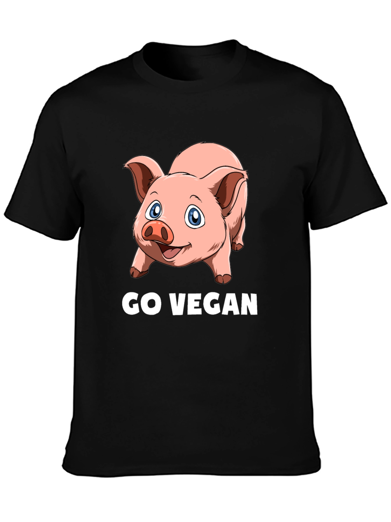 Go Vegan Pig Graphic T-Shirt