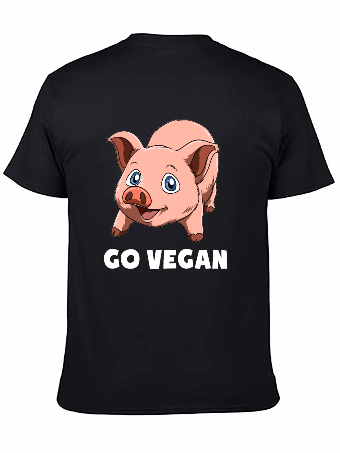 Go Vegan Pig Graphic T-Shirt