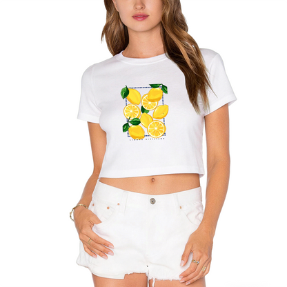 Juicy Sicily Lemon Fruit Graphic Cropped T?Shirt