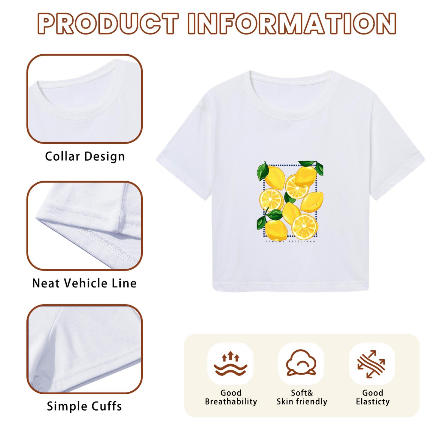 Juicy Sicily Lemon Fruit Graphic Cropped T?Shirt