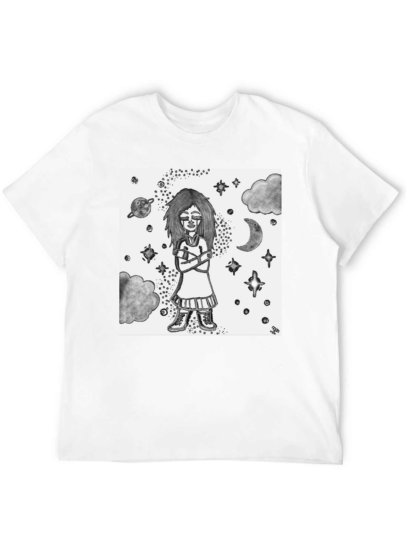 Celestial Girl Graphic Tee - Unisex Black Cotton T-Shirt