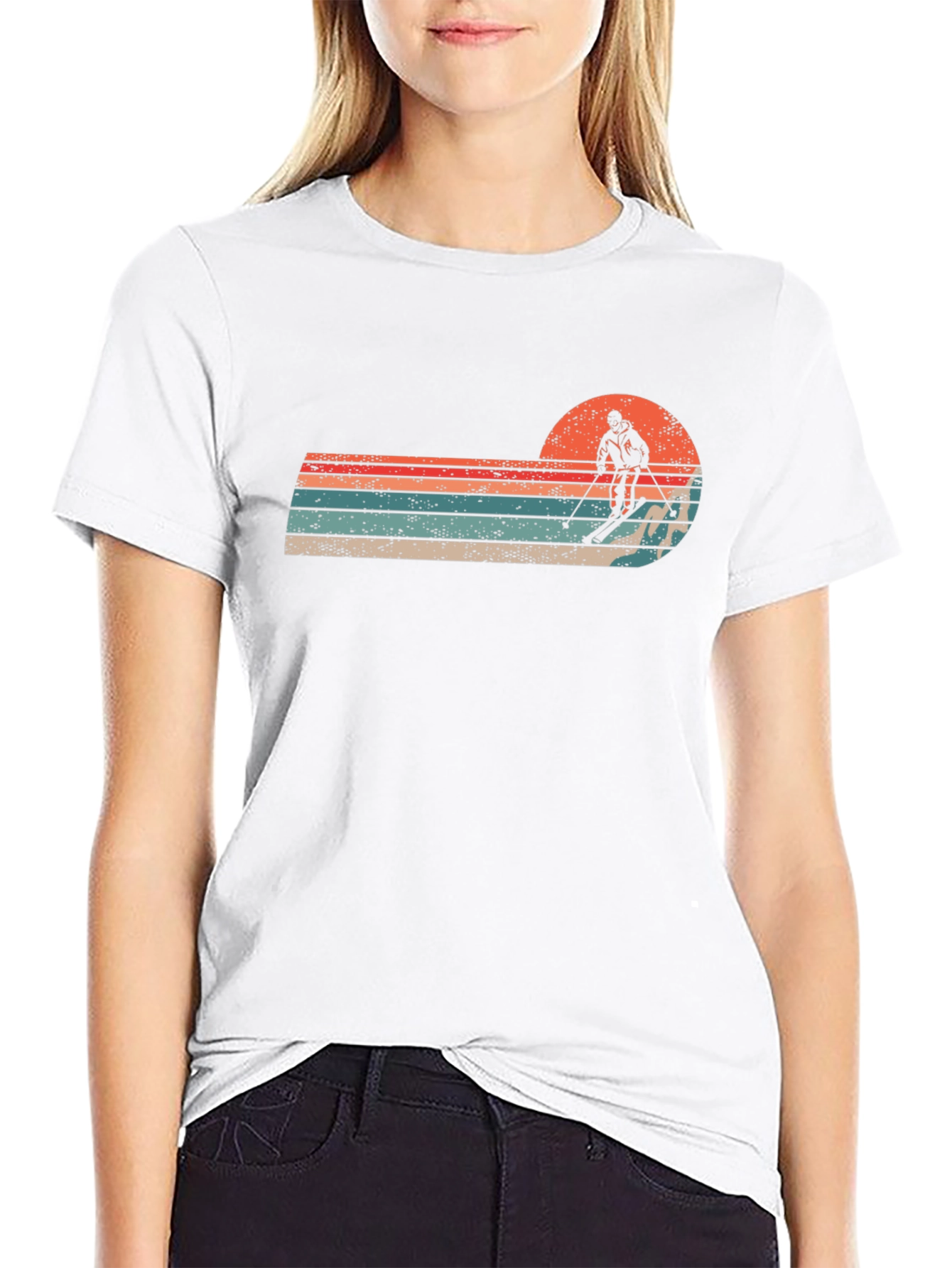 Retro Skiing Sunset T-Shirt