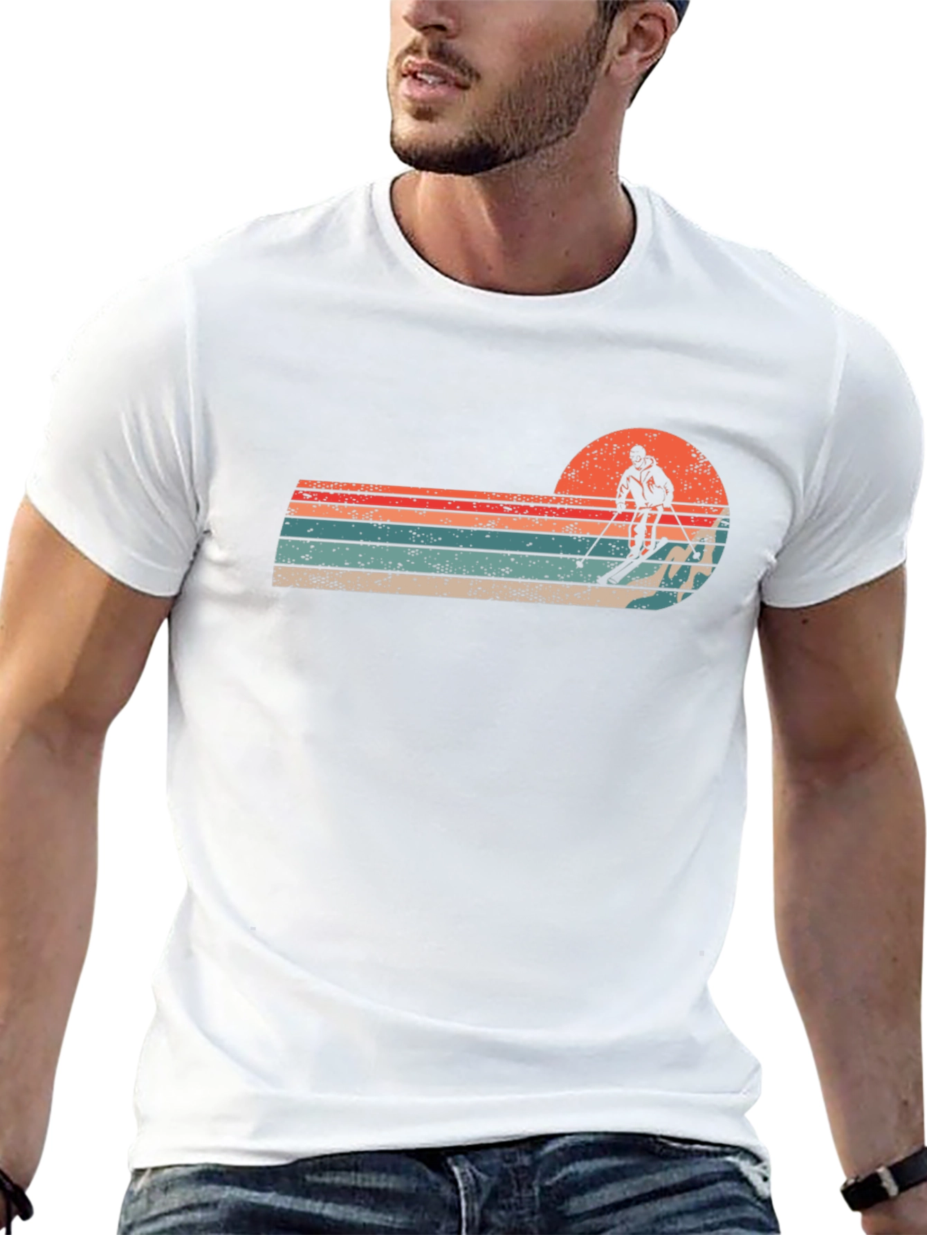 Retro Skiing Sunset T-Shirt