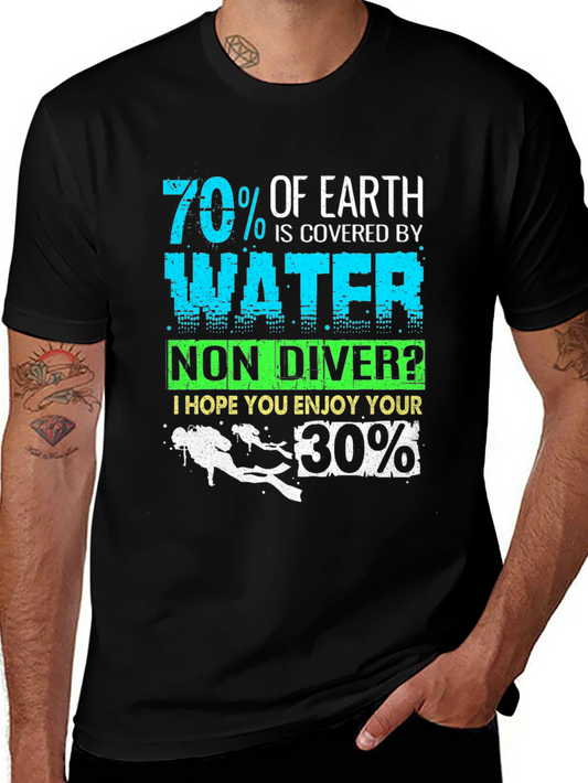 Funny Diver T-Shirt 70% Earth Water 30% Land Scuba Diving Gift