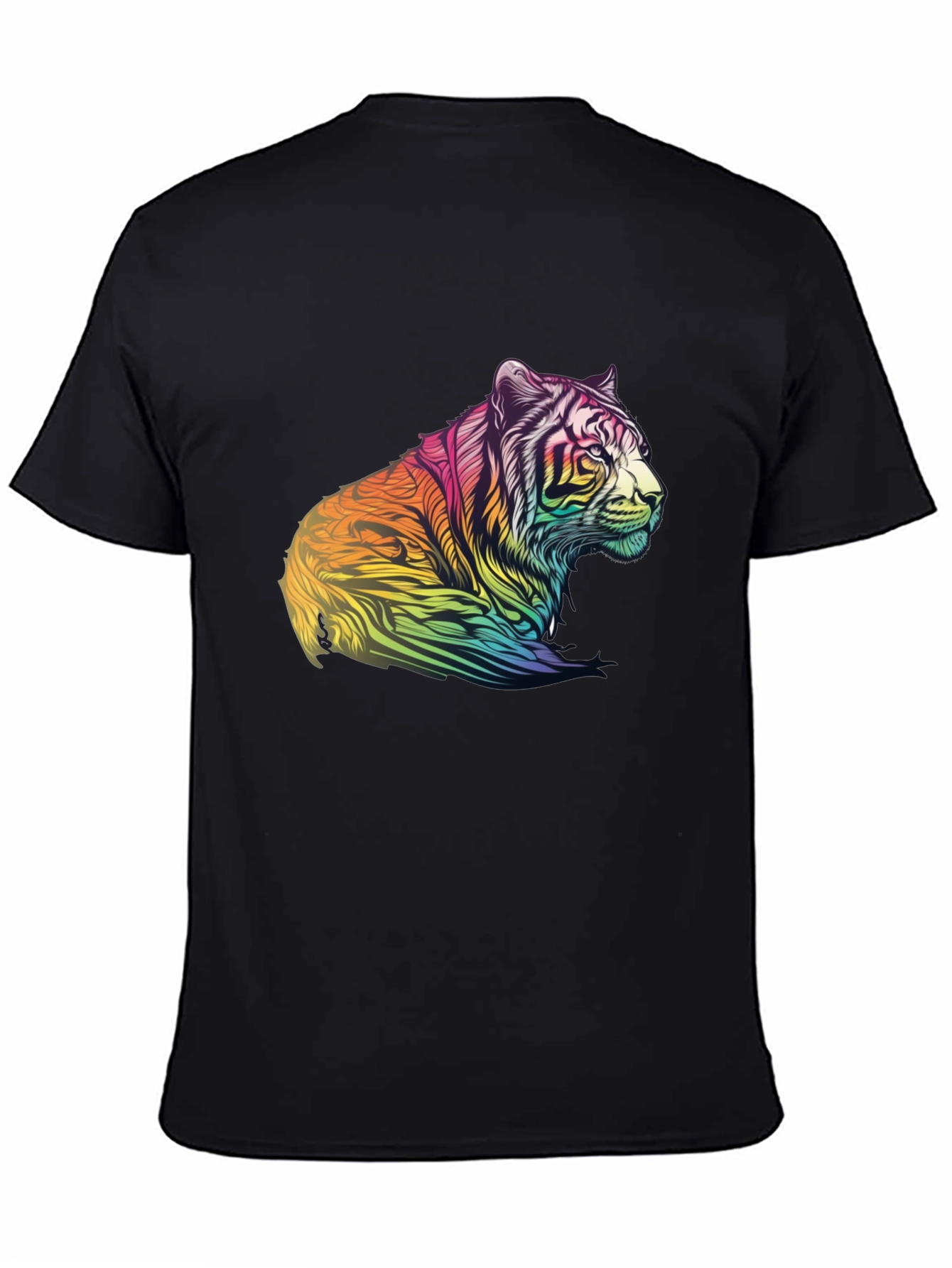 Rainbow Tiger Graphic Tee - Mens Black T-Shirt