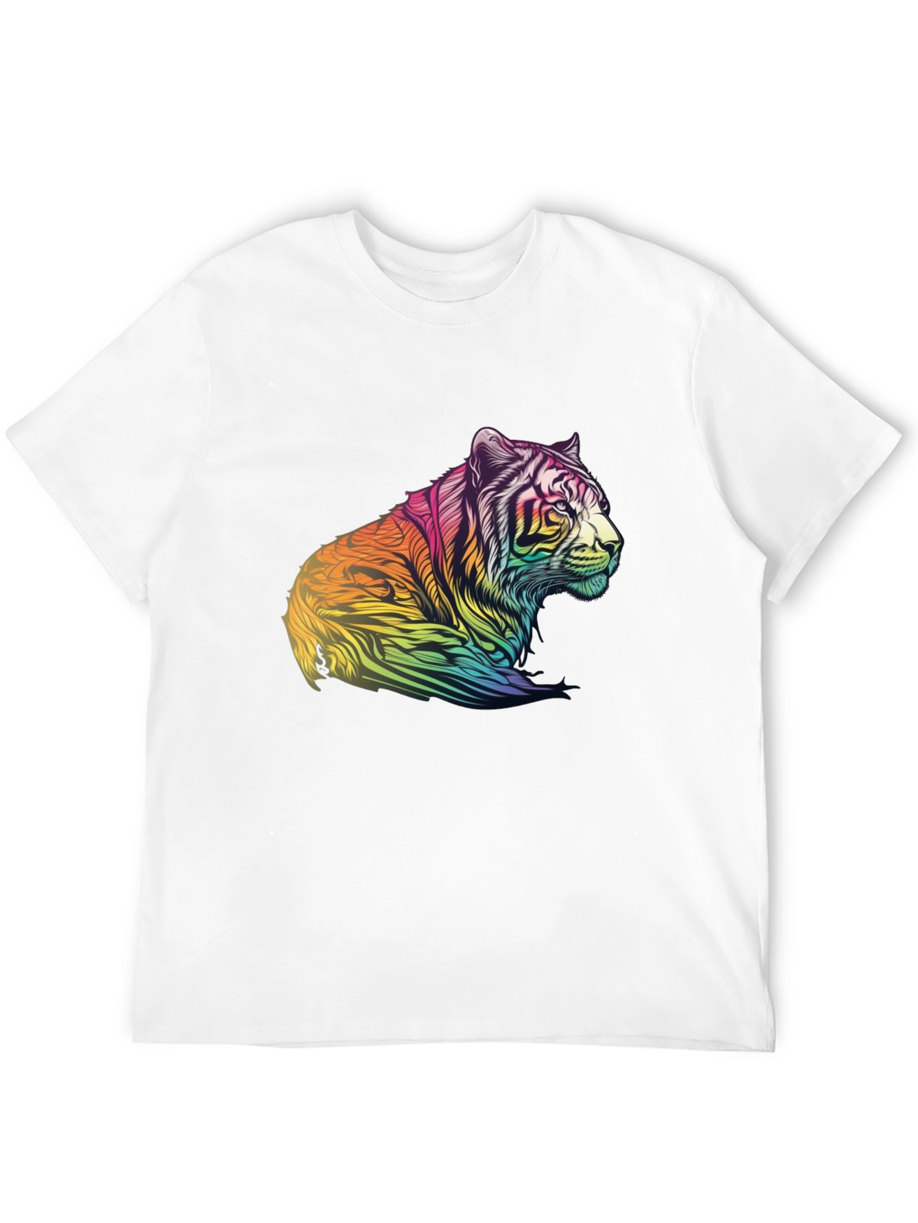 Rainbow Tiger Graphic Tee - Mens Black T-Shirt