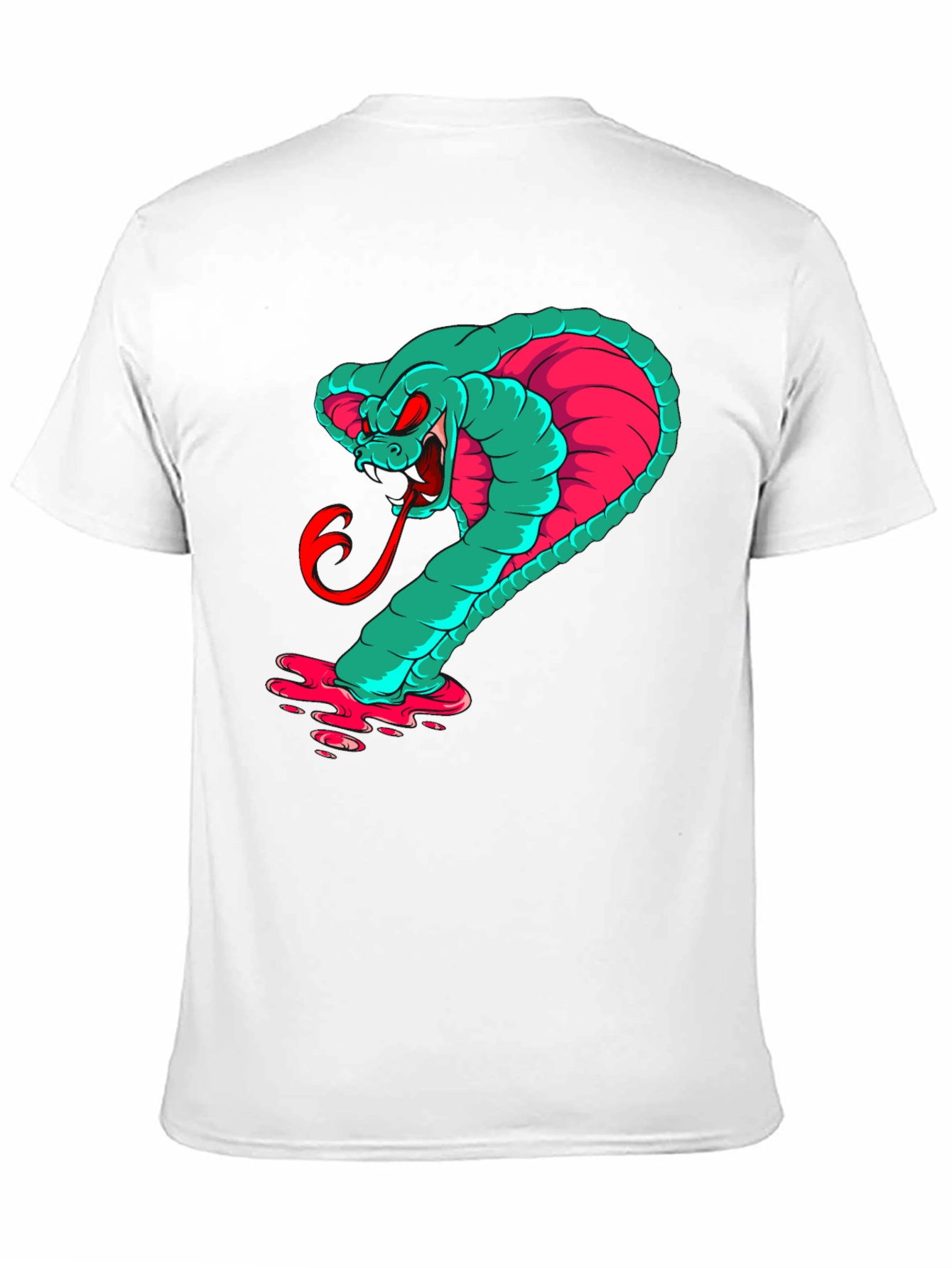 Mens Graphic Cobra T-Shirt - Teal & Pink Snake
