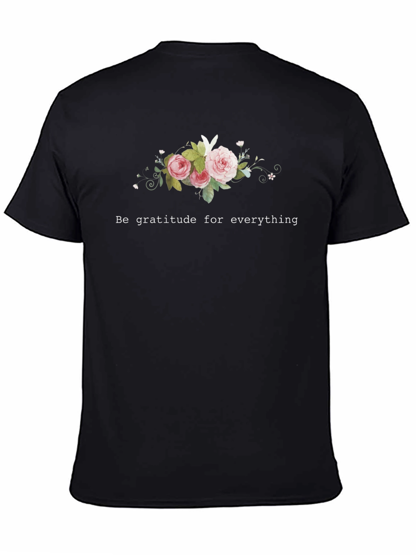 Gratitude Floral Graphic Tee - Unisex Black T-Shirt