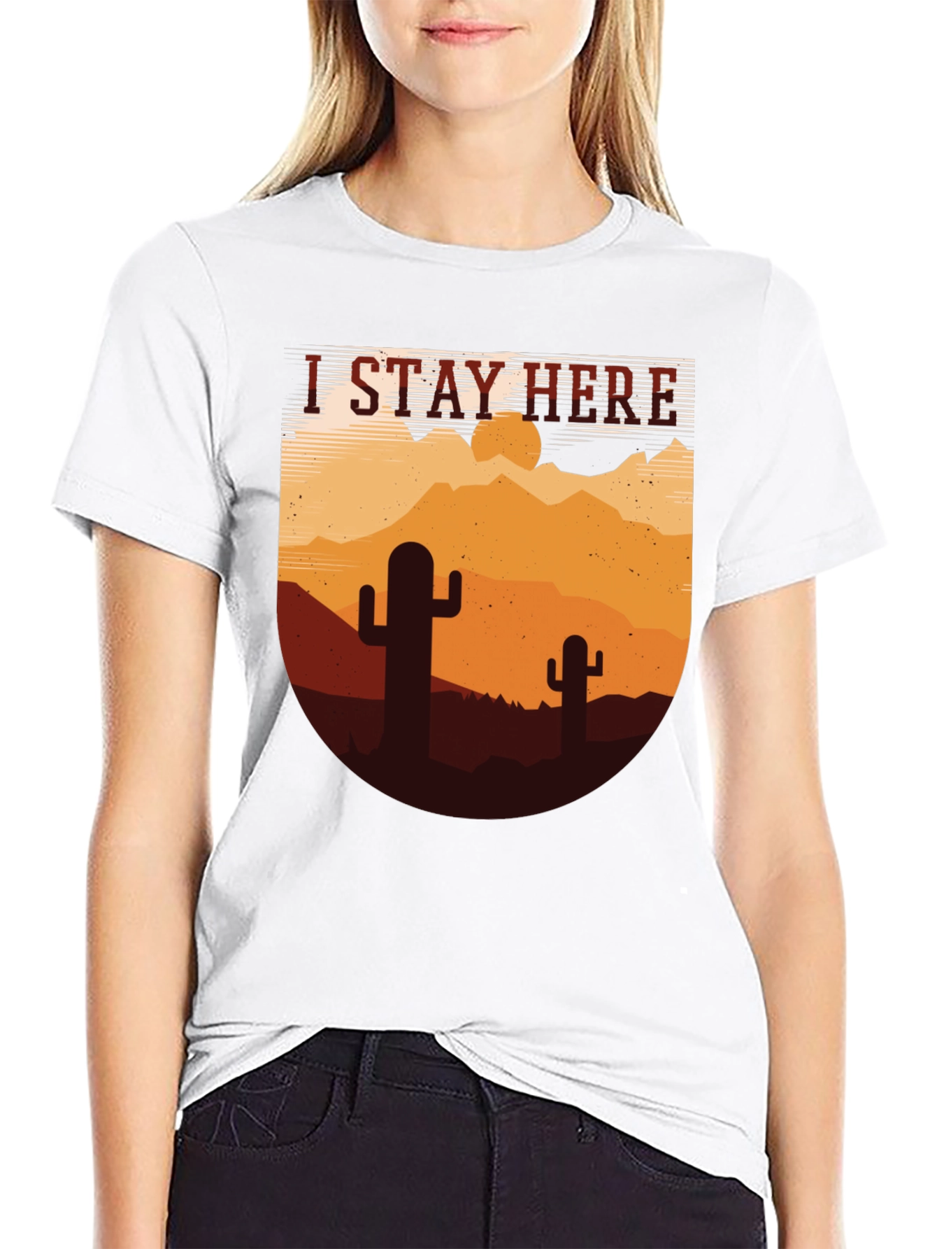 I Stay Here Graphic Tee - Desert Cactus Design