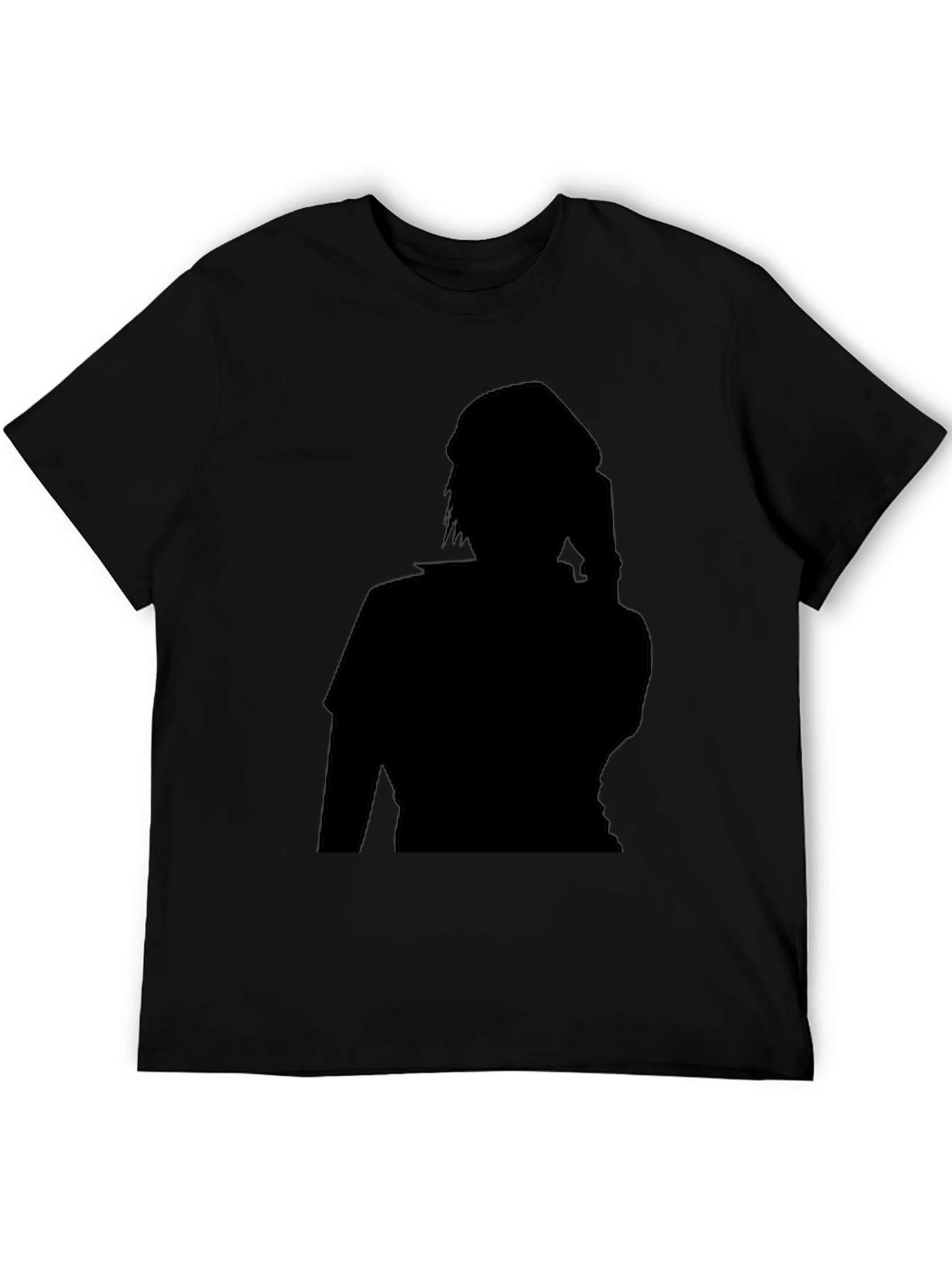 Black Graphic Tee - Shadow Figure Design