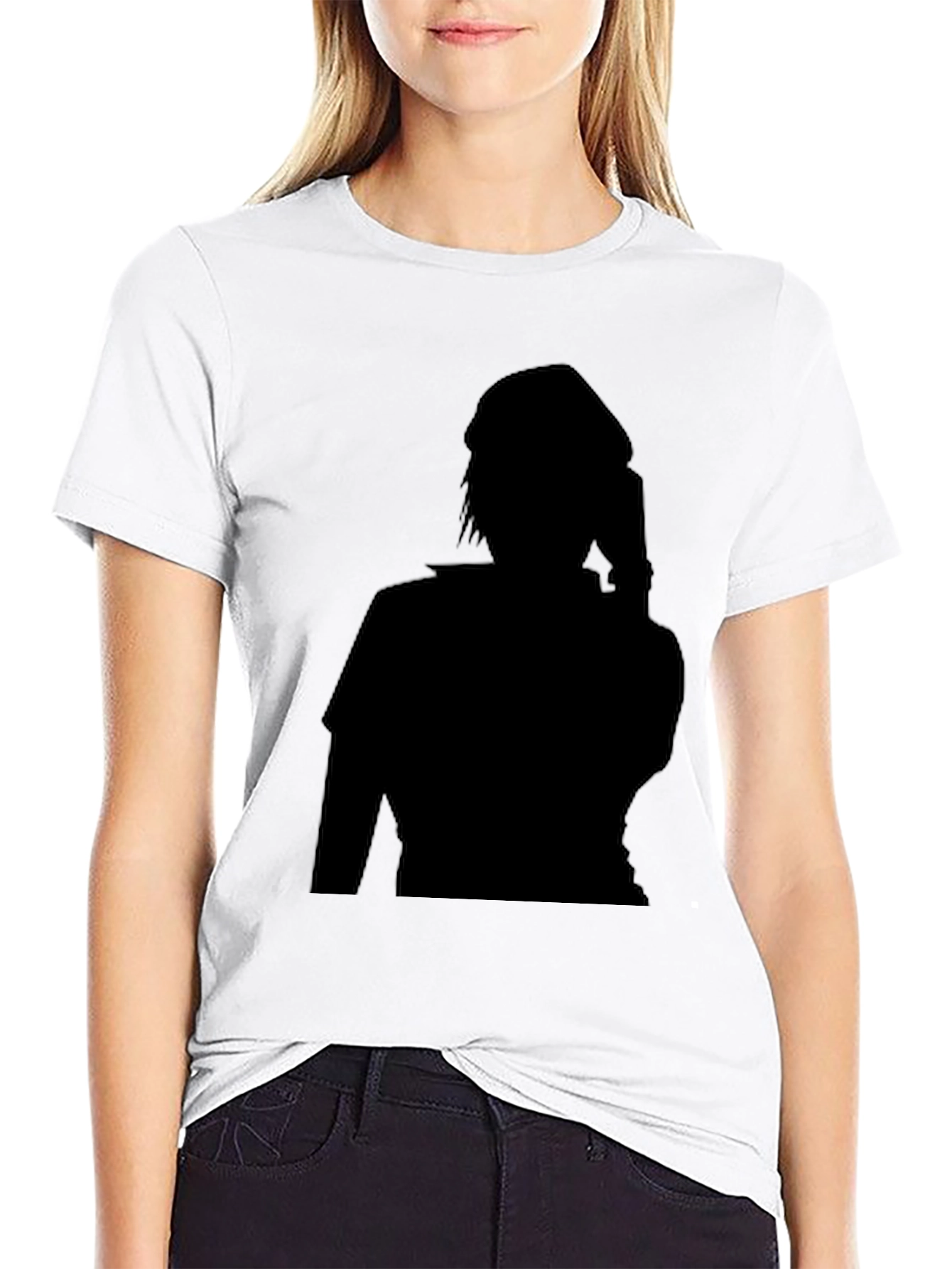 Black Graphic Tee - Shadow Figure Design