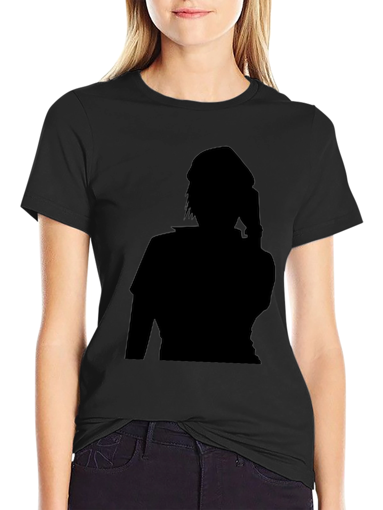 Black Graphic Tee - Shadow Figure Design