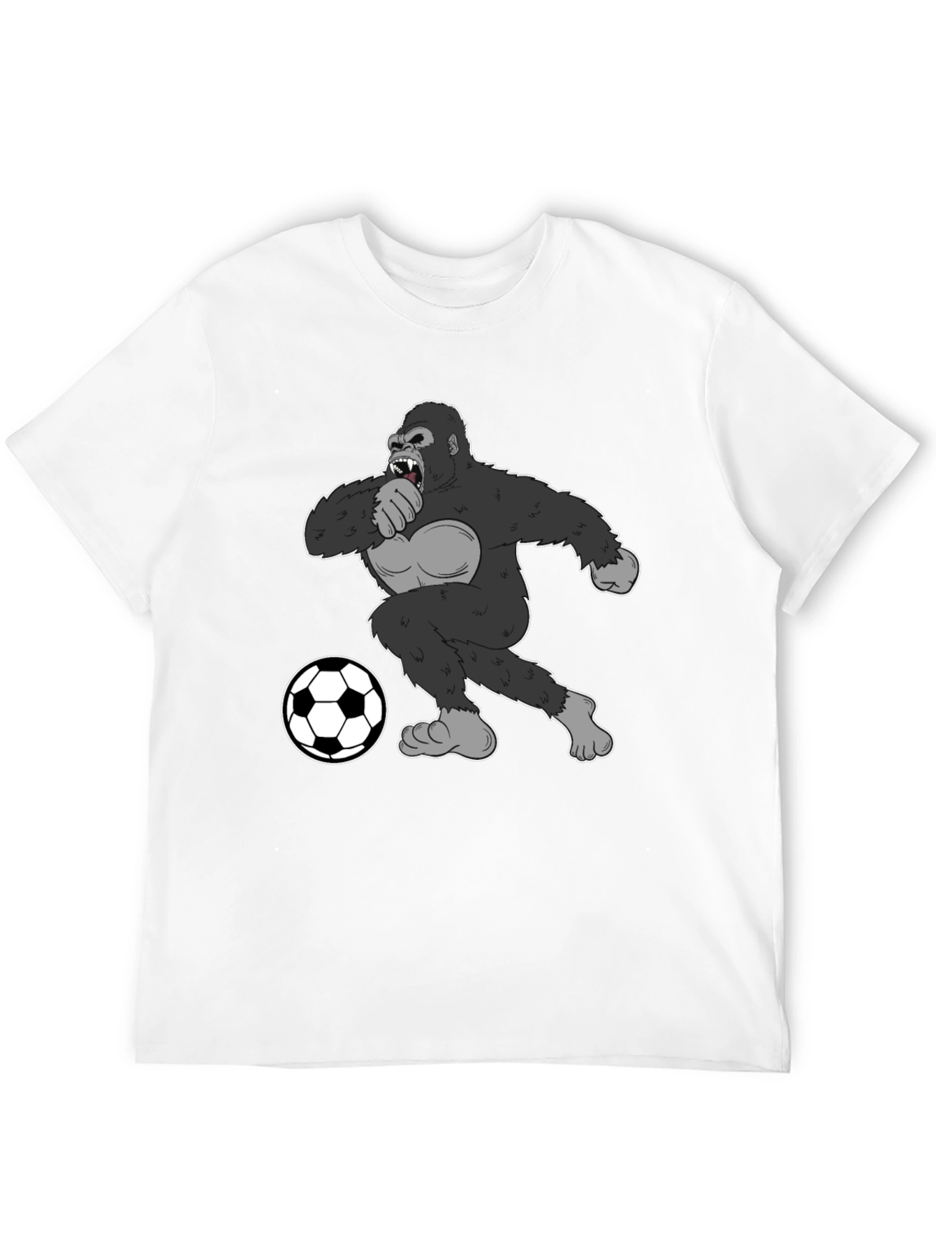 Gorilla Soccer Fan T-Shirt - Black Graphic Tee