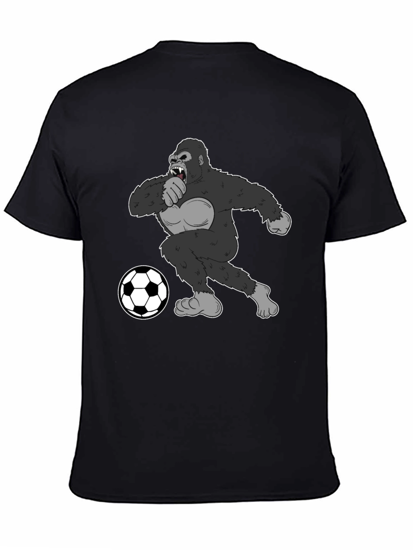 Gorilla Soccer Fan T-Shirt - Black Graphic Tee