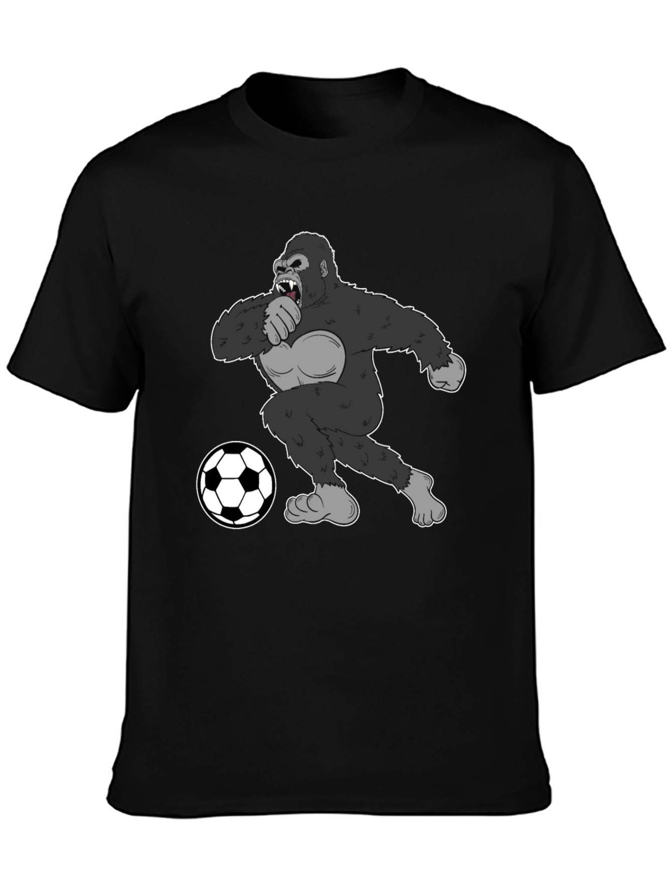 Gorilla Soccer Fan T-Shirt - Black Graphic Tee