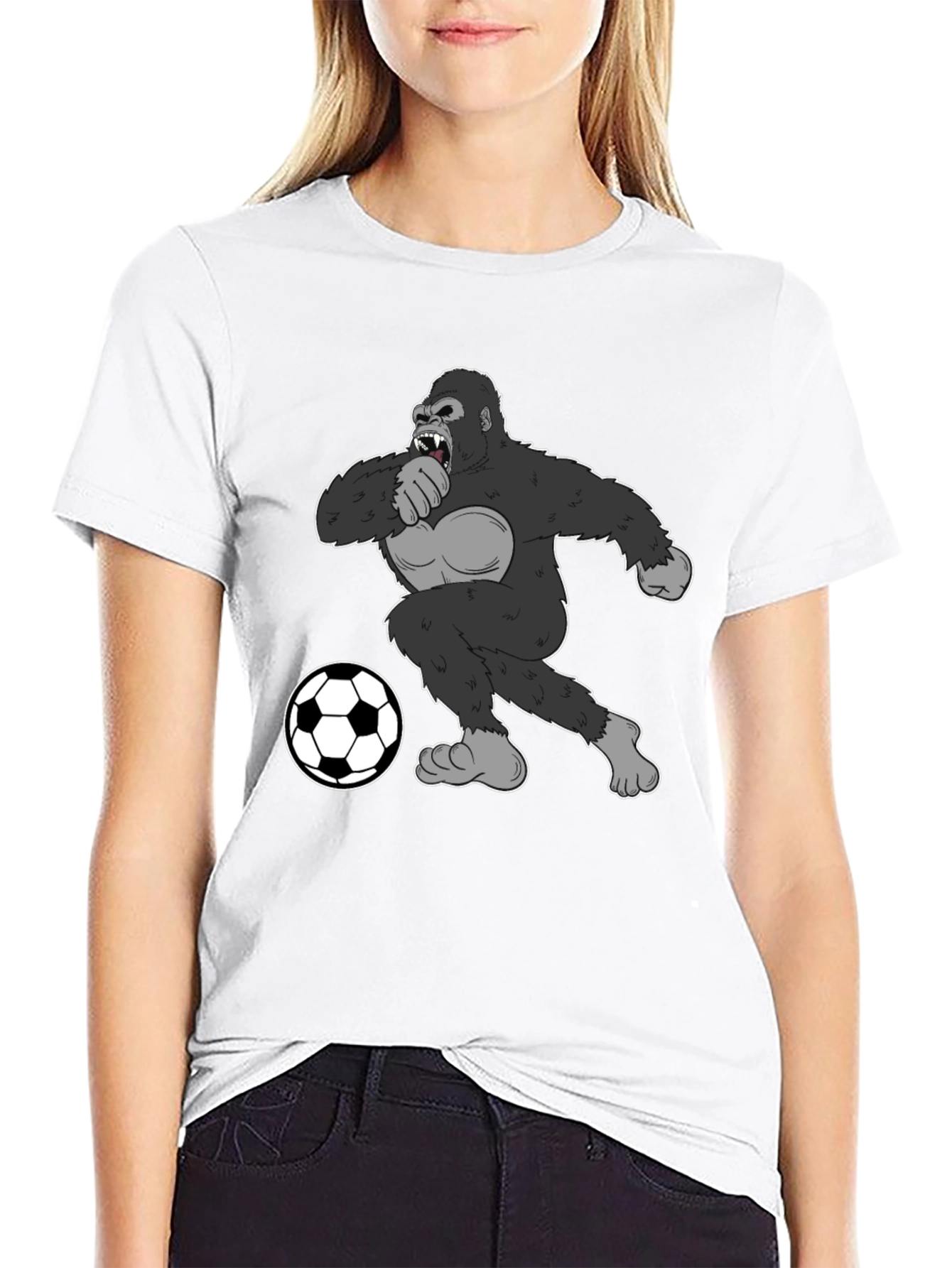 Gorilla Soccer Fan T-Shirt - Black Graphic Tee